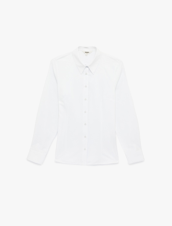  Regular Fit Düğmeli Uzun Kollu Klasik Yaka Gömlek