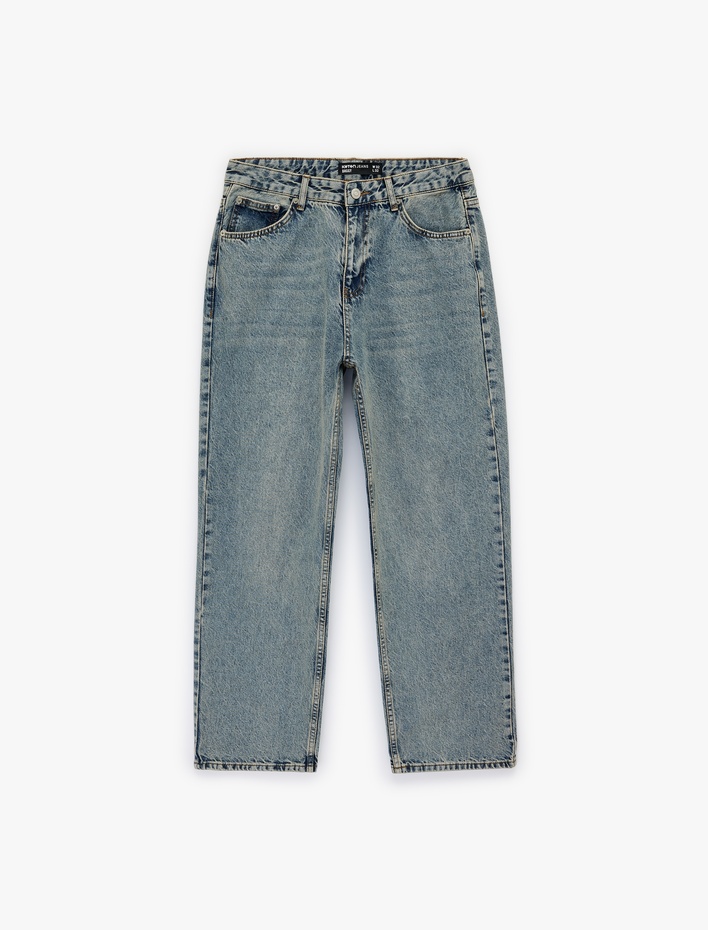  Pamuklu Bol Oversize Normal Paça Baggy Jean Pantolon