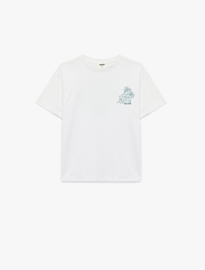 Erkek Çocuk Pamuklu Bisiklet Yaka Kısa Kollu Baskılı Tişört