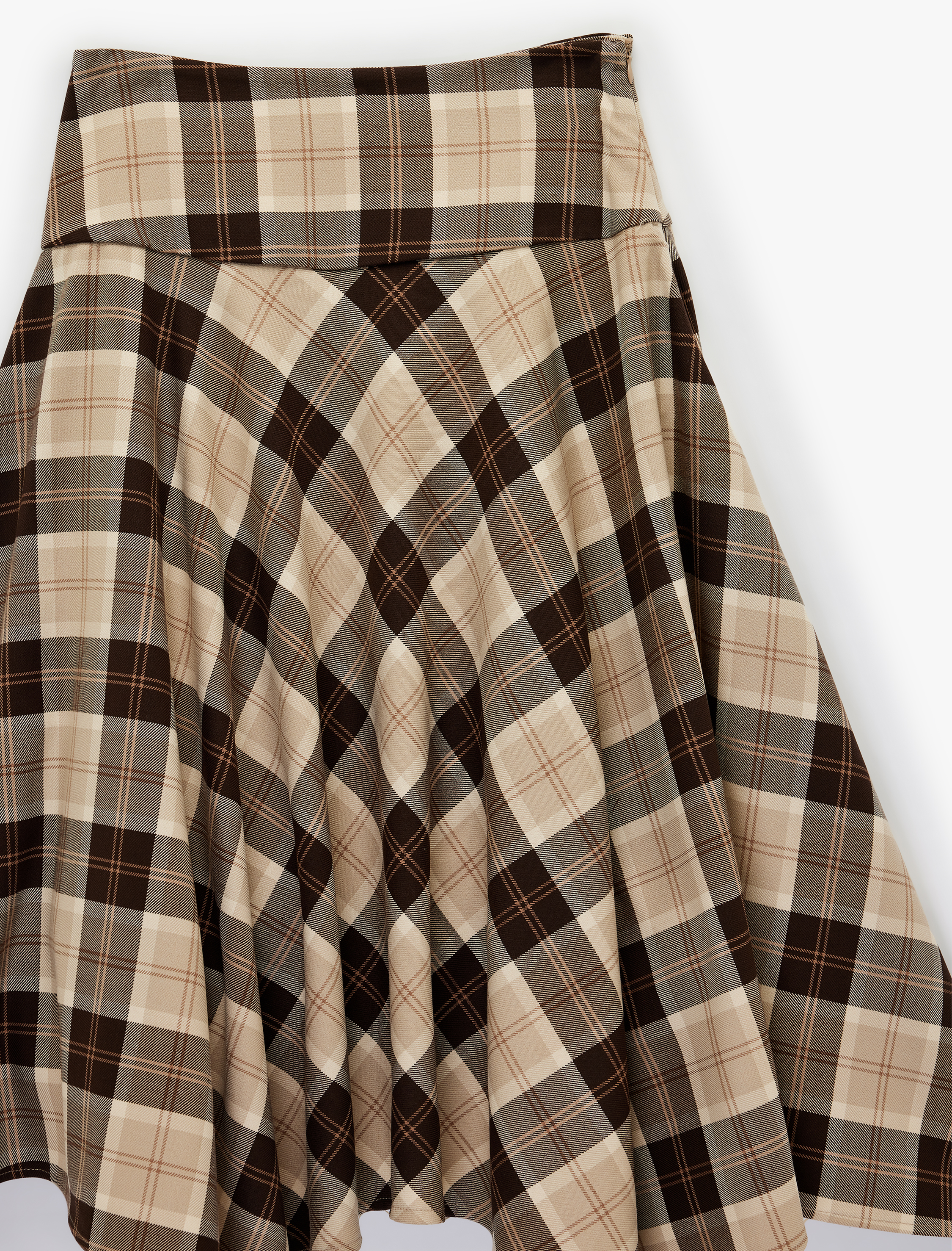   Asimetrik Kesim Ekose Midi Etek