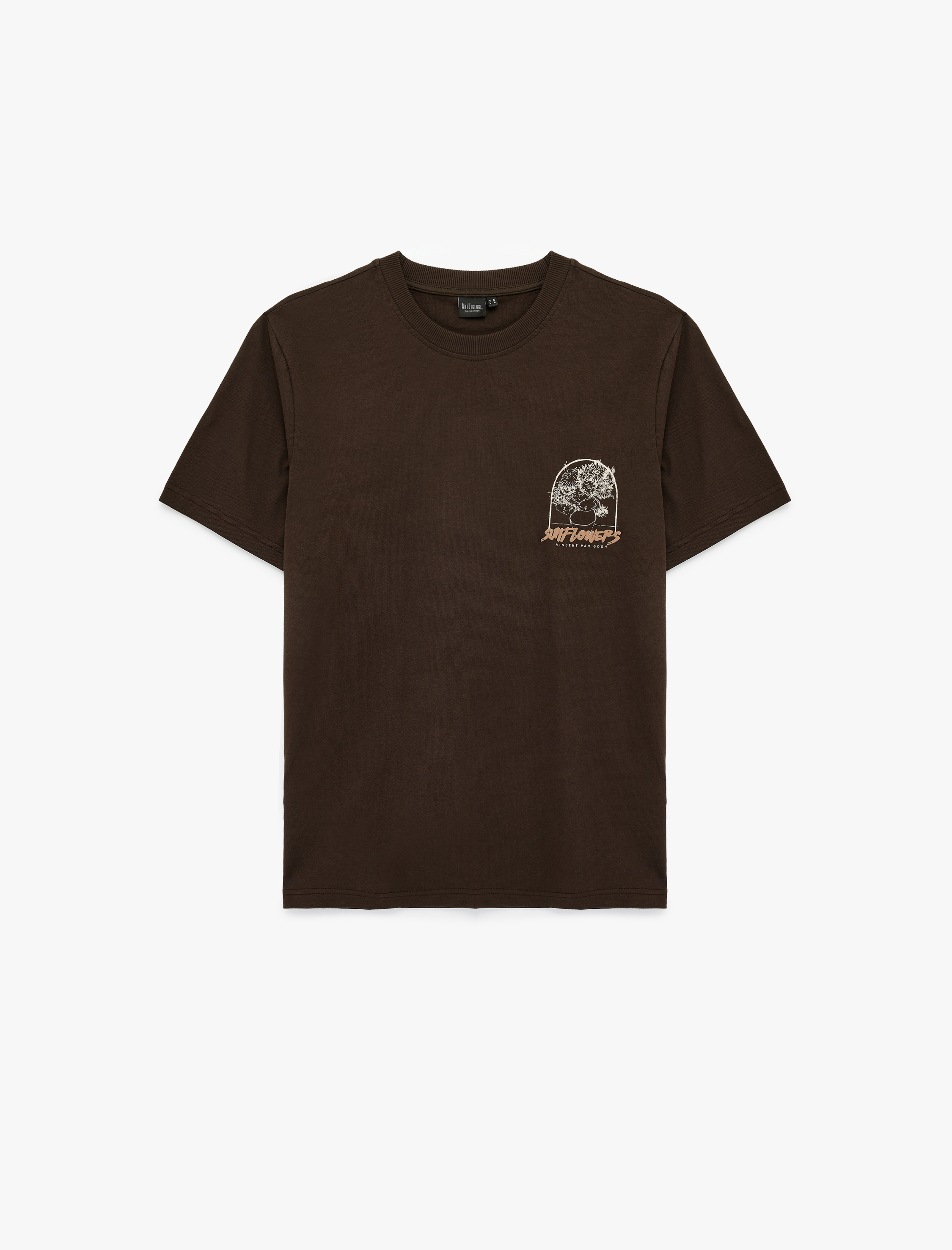   Regular Fit Kısa Kollu Bisiklet Yaka Pamuklu Lisanslı Van Gogh Baskılı Tişört