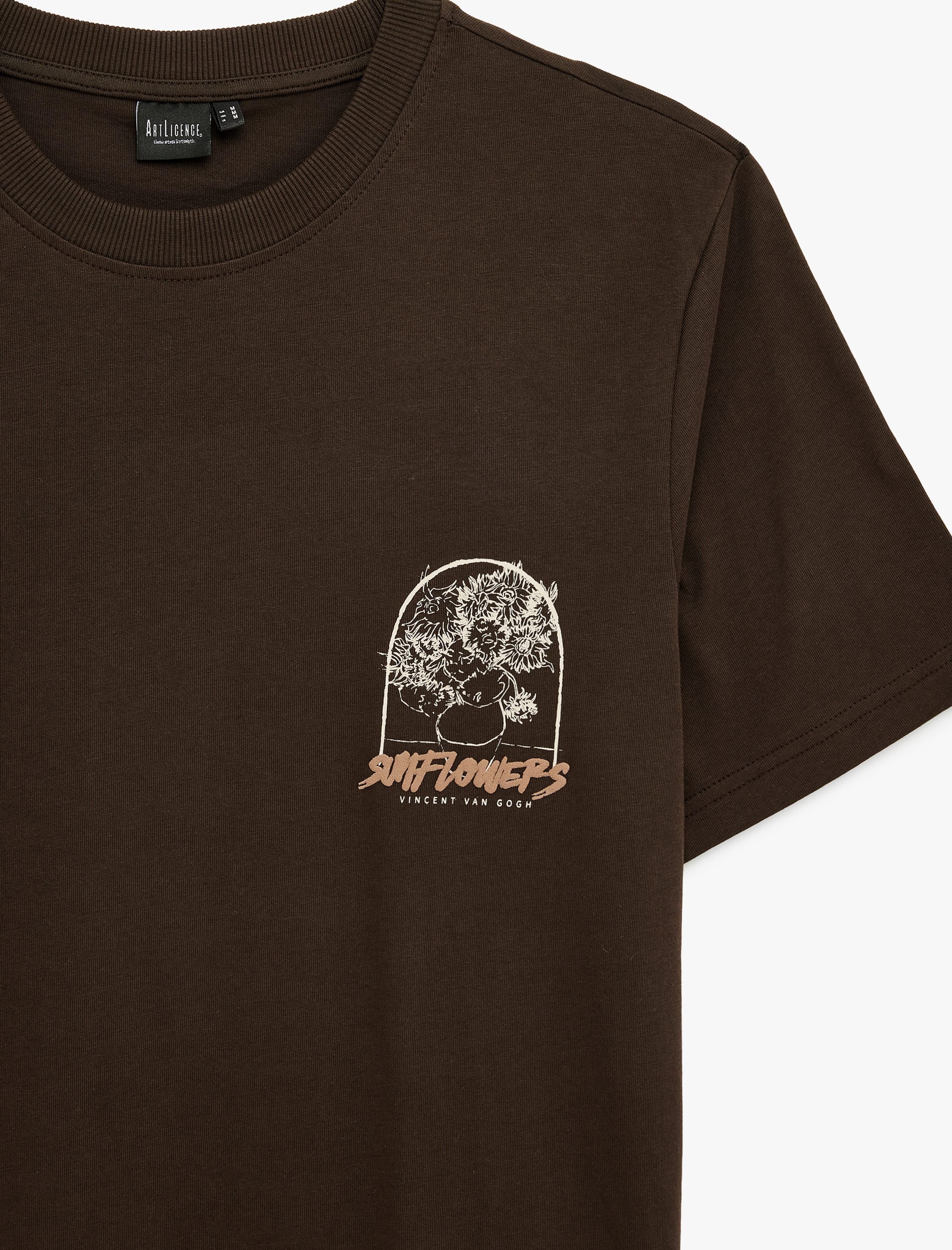   Regular Fit Kısa Kollu Bisiklet Yaka Pamuklu Lisanslı Van Gogh Baskılı Tişört