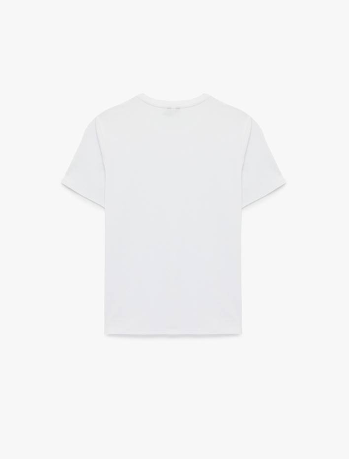  Slim Fit Kısa Kollu Bisiklet Yaka Pamuklu Tişört