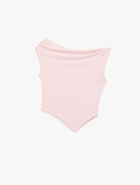 Slim Fit Kolsuz Asimetrik Bluz