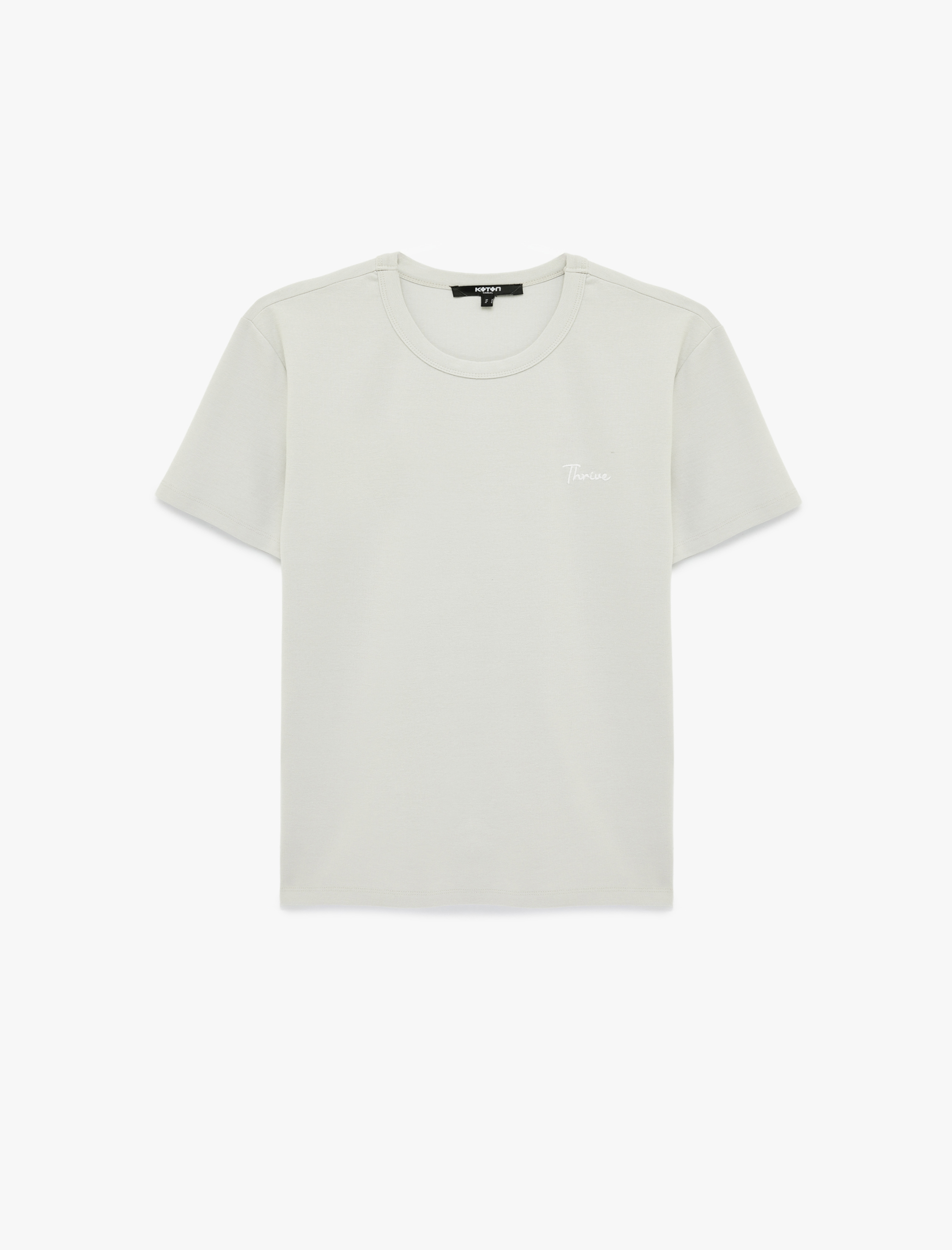   Pamuklu Kısa Kollu Bisiklet Yaka Baskılı Slim Fit Tişört