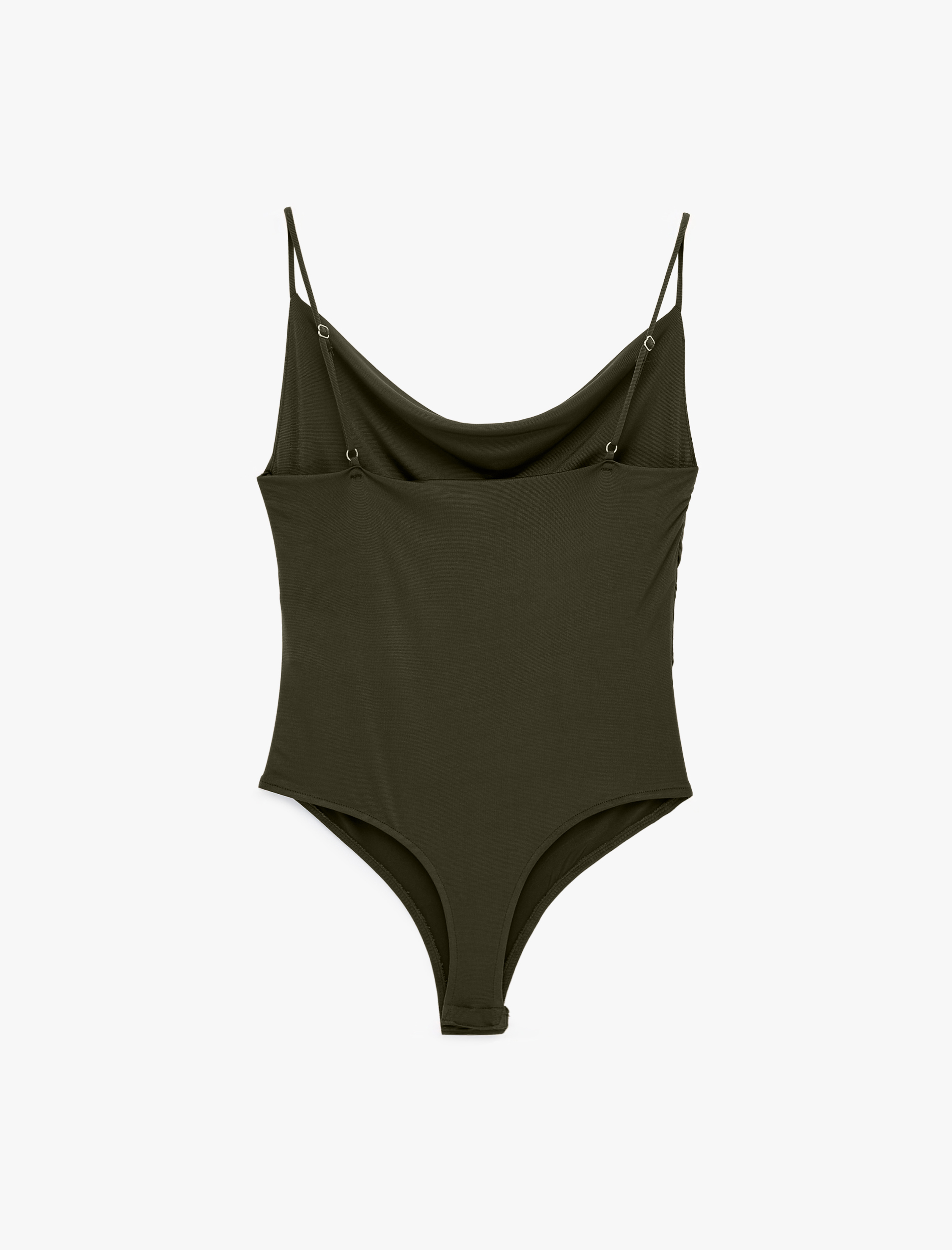   Slim Fit Degaje Yaka İnce Askılı Bodysuit