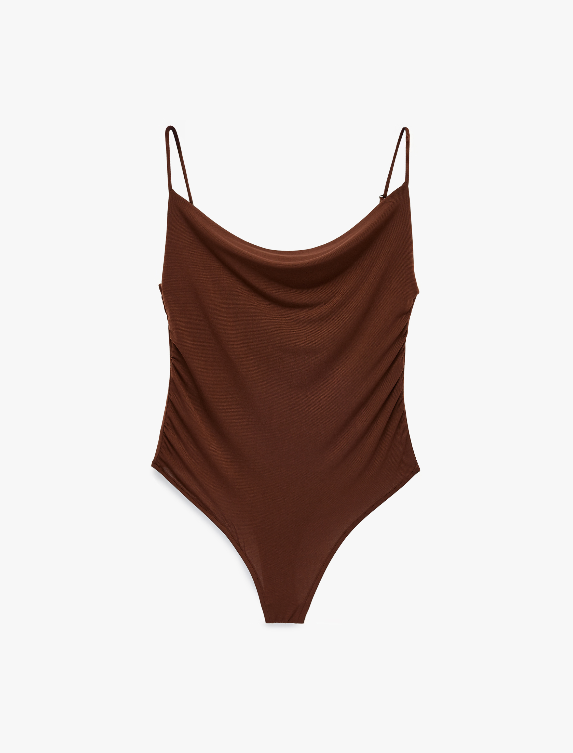   Slim Fit Degaje Yaka İnce Askılı Bodysuit