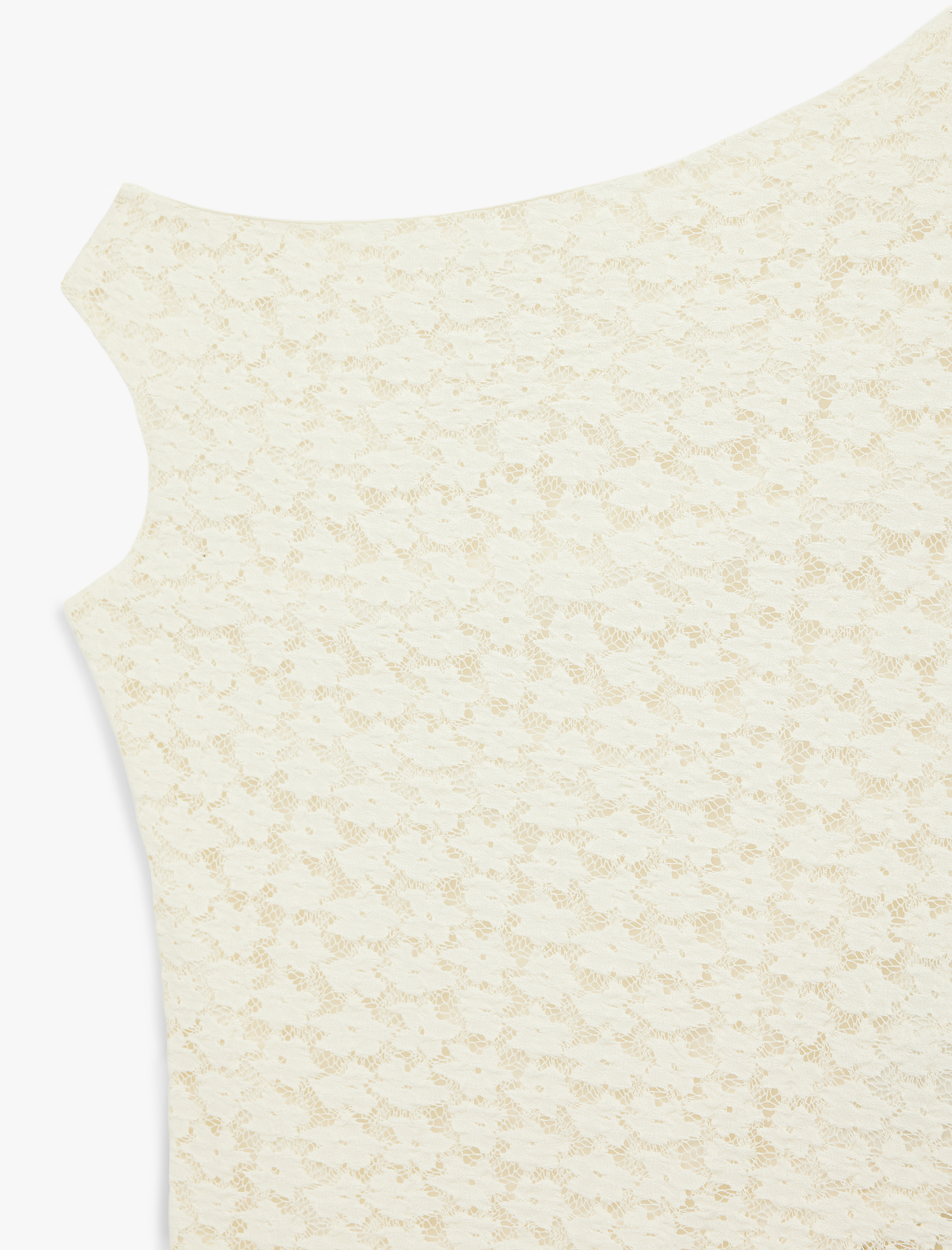   Slim Fit Asimetrik Kesim Kolsuz Kayık Yaka Dantel Bluz