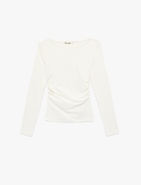 Pamuklu Slim Fit Uzun Kollu Yuvarlak Kayık Yaka Tişört