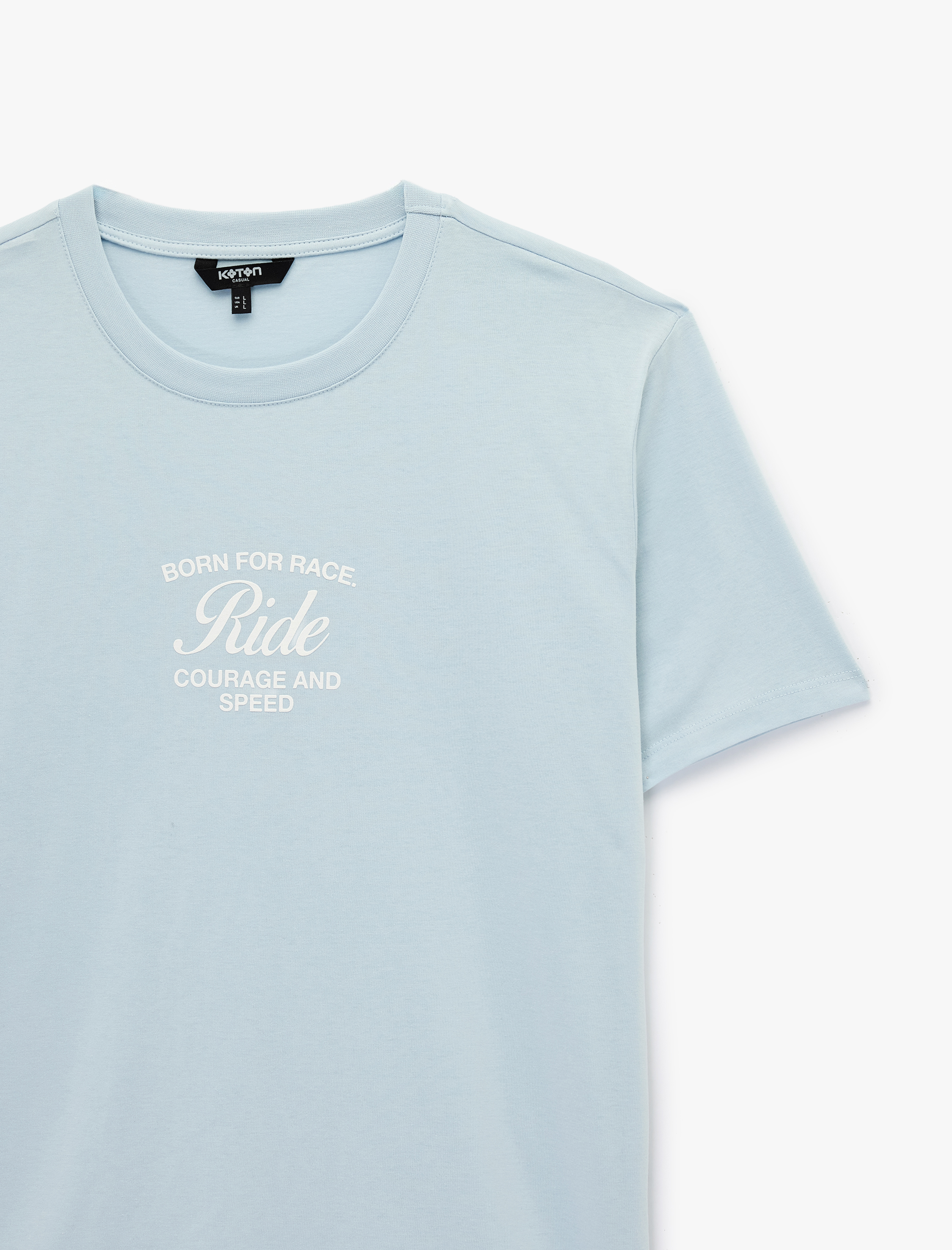   Regular Fit Kısa Kollu Pamuklu Bisiklet Yaka Baskılı Tişört