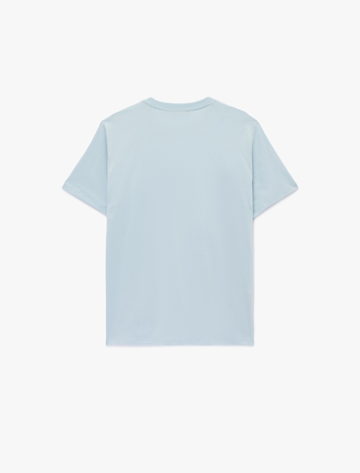  Regular Fit Kısa Kollu Pamuklu Bisiklet Yaka Baskılı Tişört