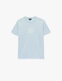 Regular Fit Kısa Kollu Pamuklu Bisiklet Yaka Baskılı Tişört