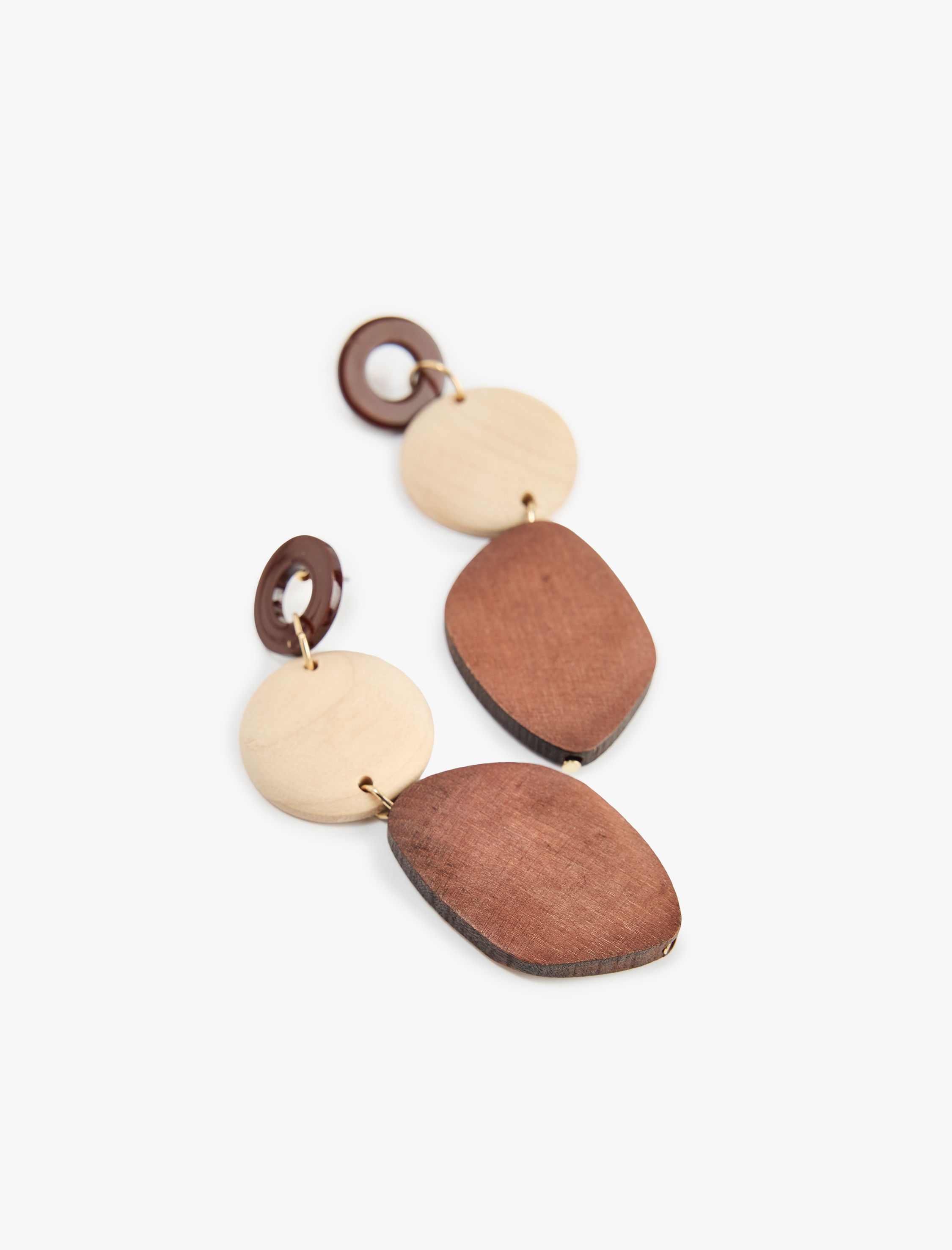  Kadın Büyük Boy Sallantılı Geometrik Ahşap Küpe