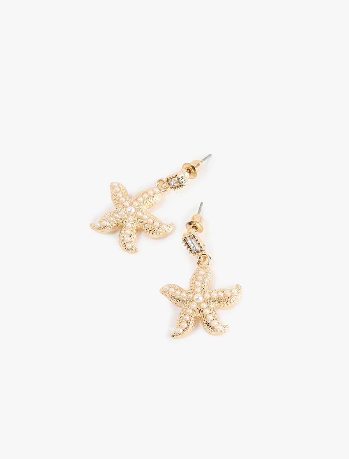 Kadın İnci Detaylı Sallantılı Deniz Yıldızı Küpe