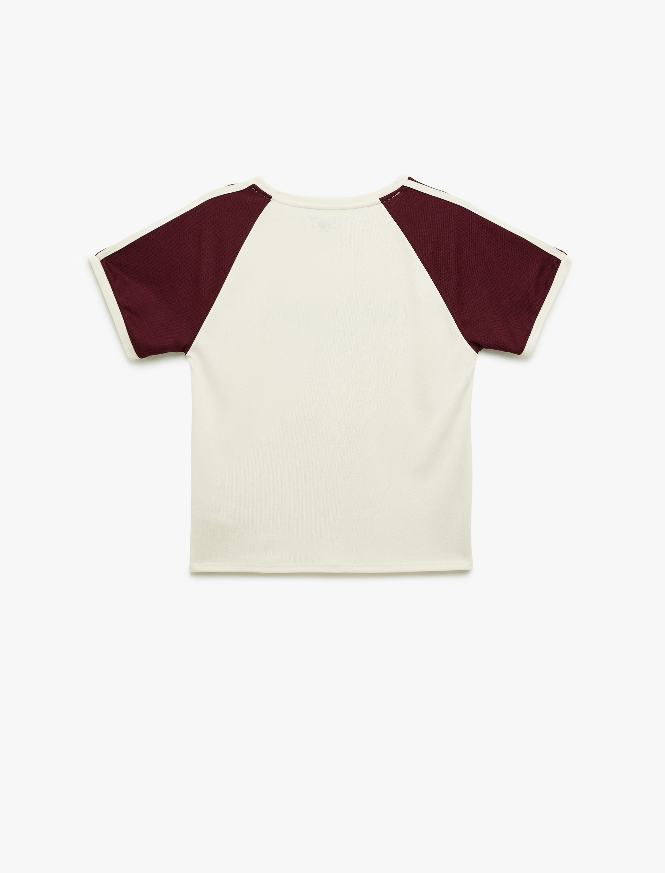   Rahat Kalıp Kısa Reglan Kollu Bisiklet Yaka Baskılı Spor Tişört