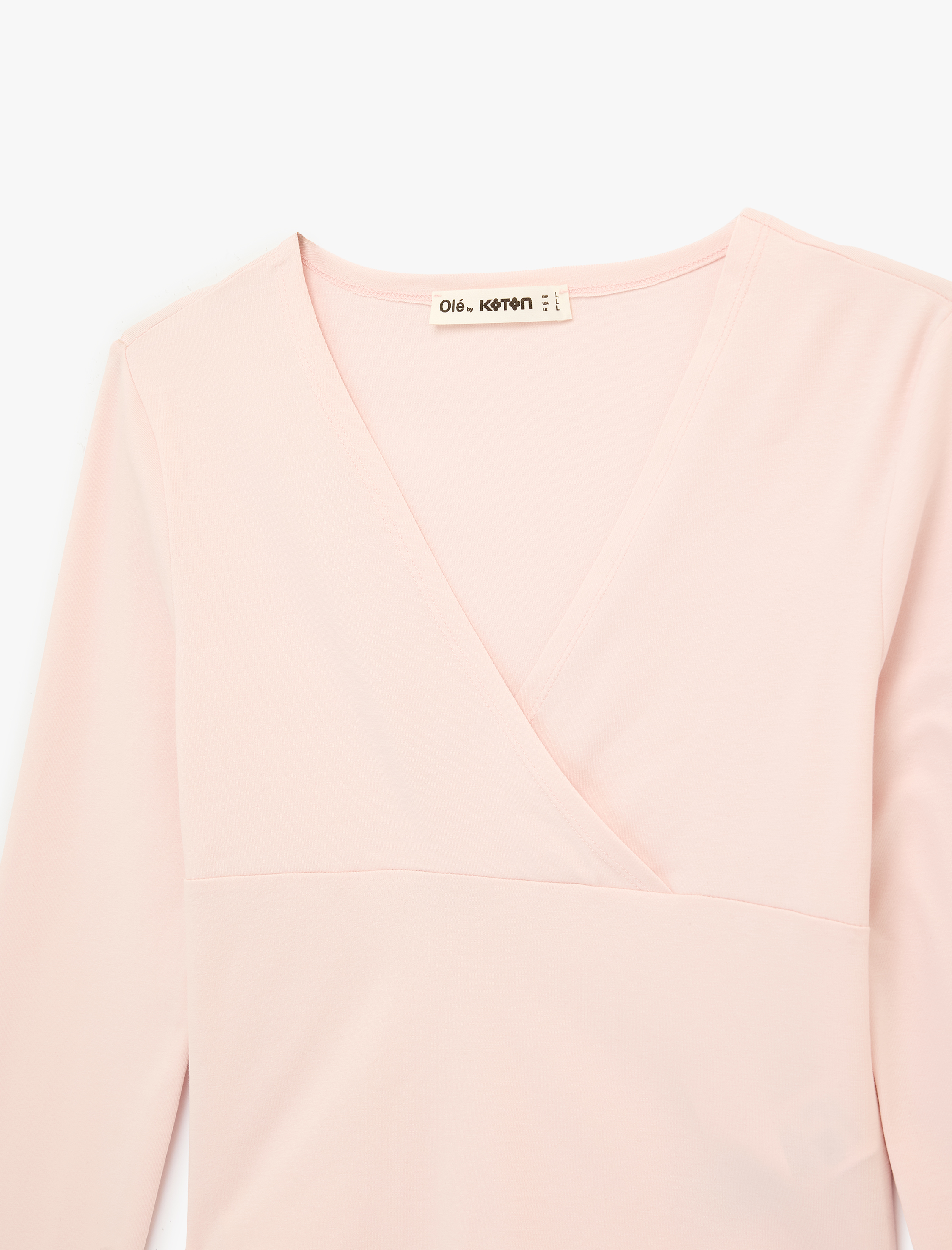   Kruvaze Yaka Pamuklu Slim Fit Uzun Kollu Tişört