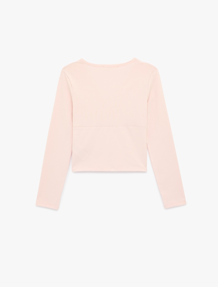  Kruvaze Yaka Pamuklu Slim Fit Uzun Kollu Tişört