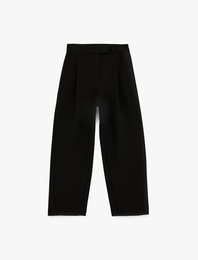 Regular Fit Yüksek Bel Viskon Karışımlı Balon Pantolon