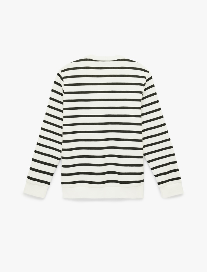  Uzun Kollu Şardonlu Bisiklet Yaka Baskılı Sweatshirt