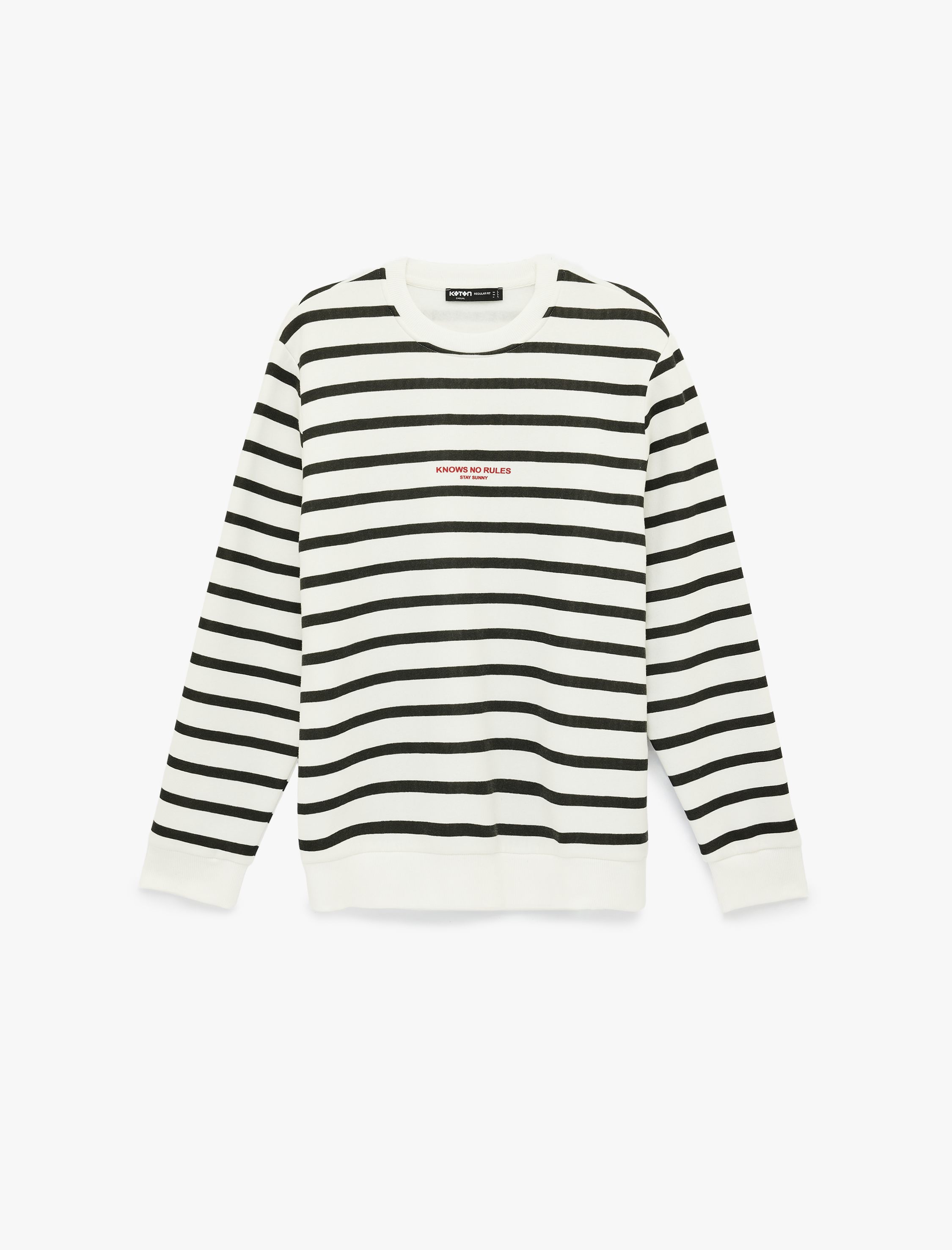   Uzun Kollu Şardonlu Bisiklet Yaka Baskılı Sweatshirt