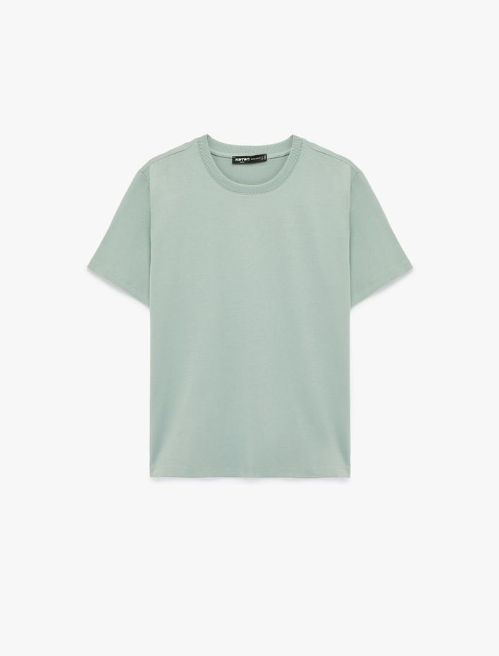  Pamuklu Regular Fit Kısa Kollu Basic Bisiklet Yaka Tişört