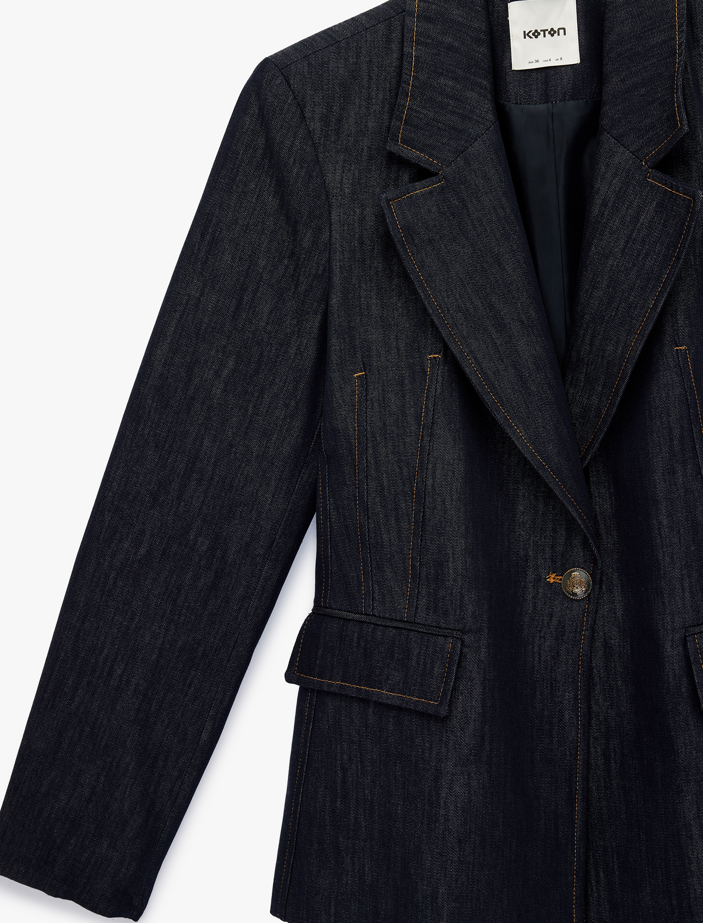   Slim Fit Cepli Uzun Kollu Denim Blazer Ceket