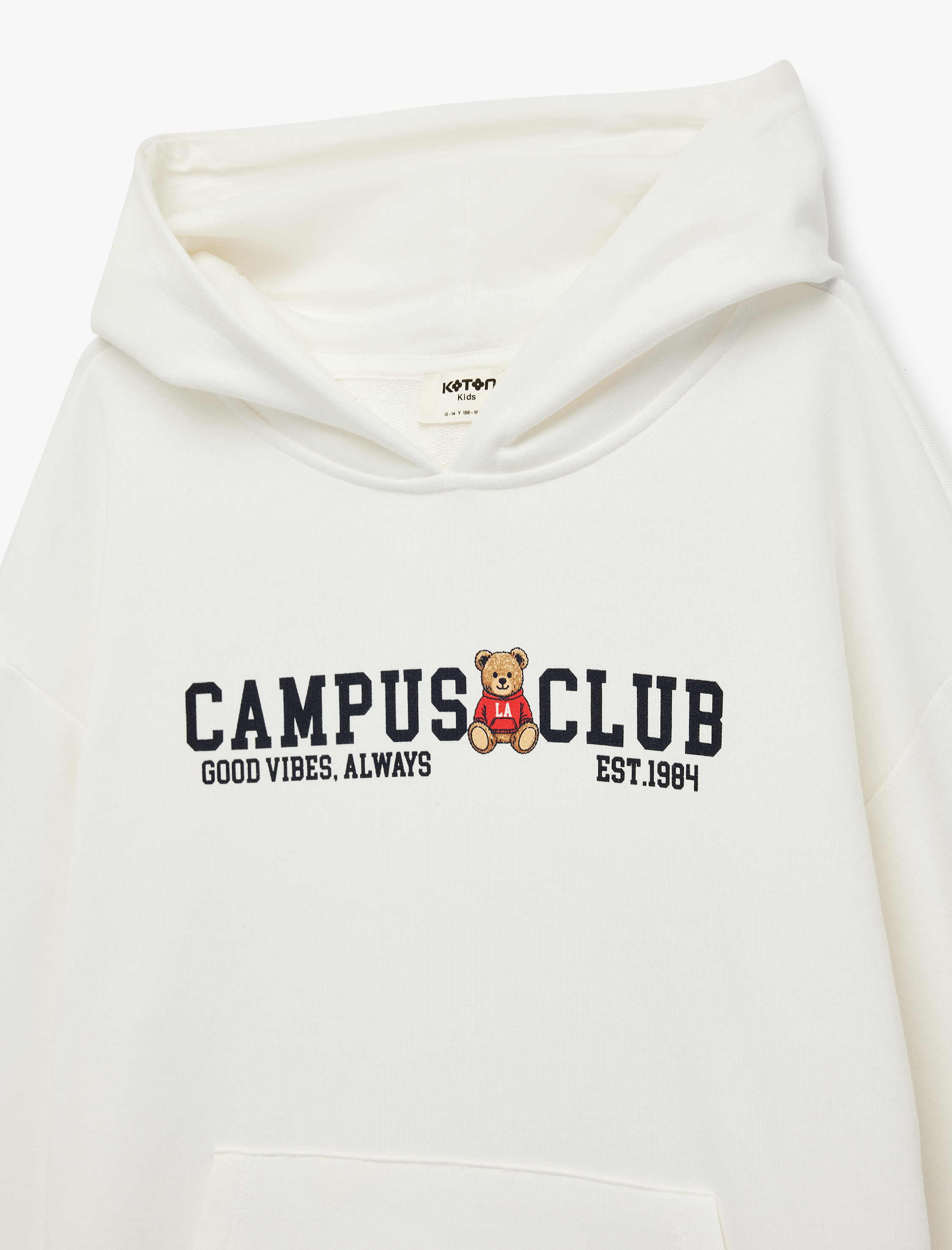 Kız Çocuk Uzun Kollu Baskılı Kanguru Cepli Kapşonlu Sweatshirt