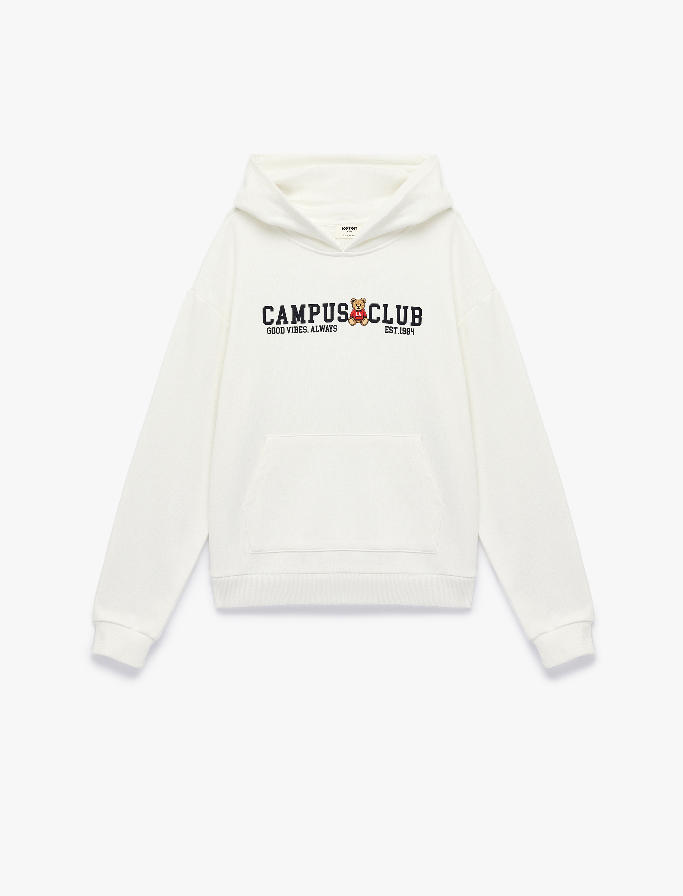  Kız Çocuk Uzun Kollu Baskılı Kanguru Cepli Kapşonlu Sweatshirt
