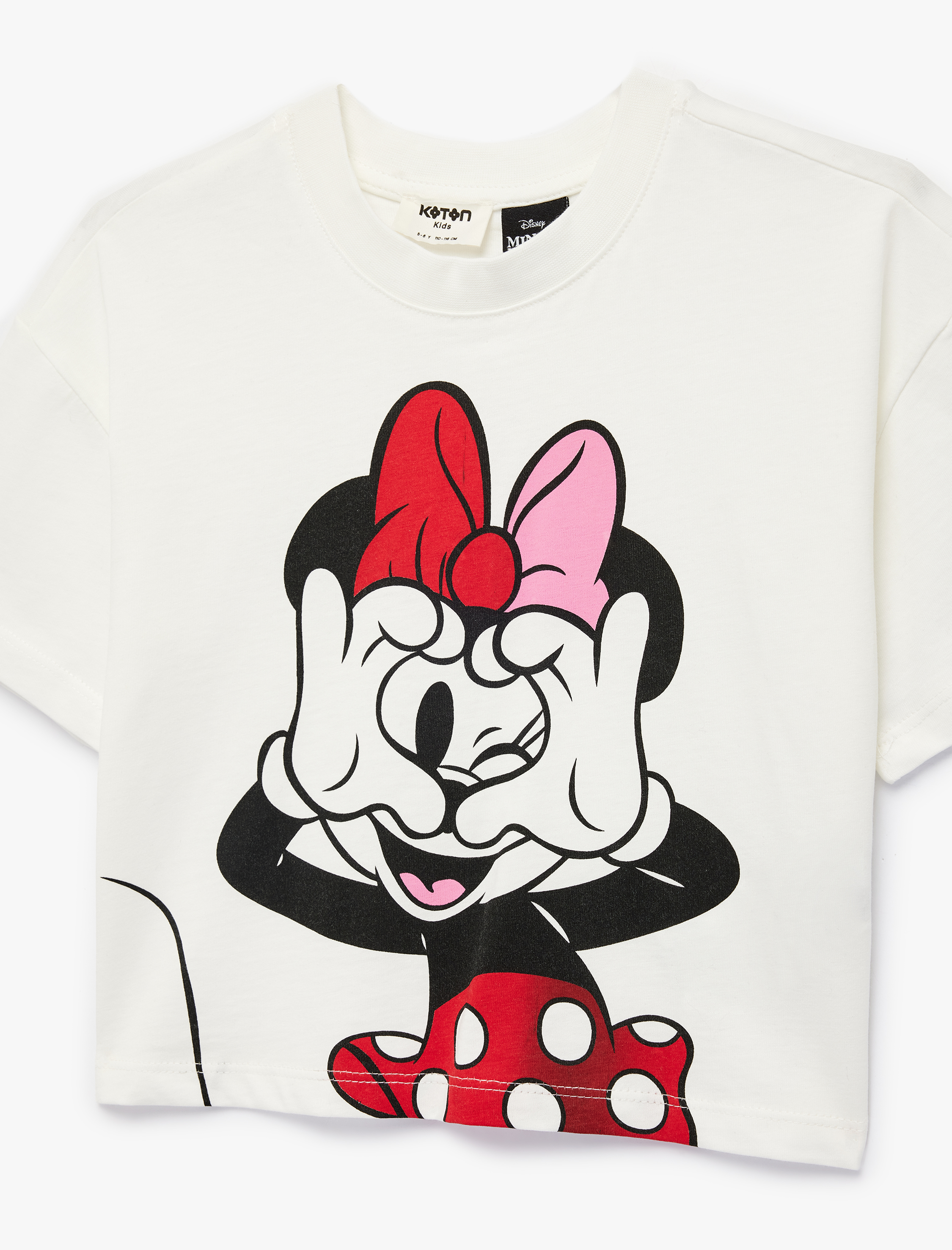  Kız Çocuk Minnie Mouse Baskılı Kısa Kollu Pamuklu Lisanslı Crop Tişört