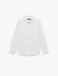 Regular Fit Uzun Kollu Düğmeli Klasik Yarım İtalyan Yaka Gömlek