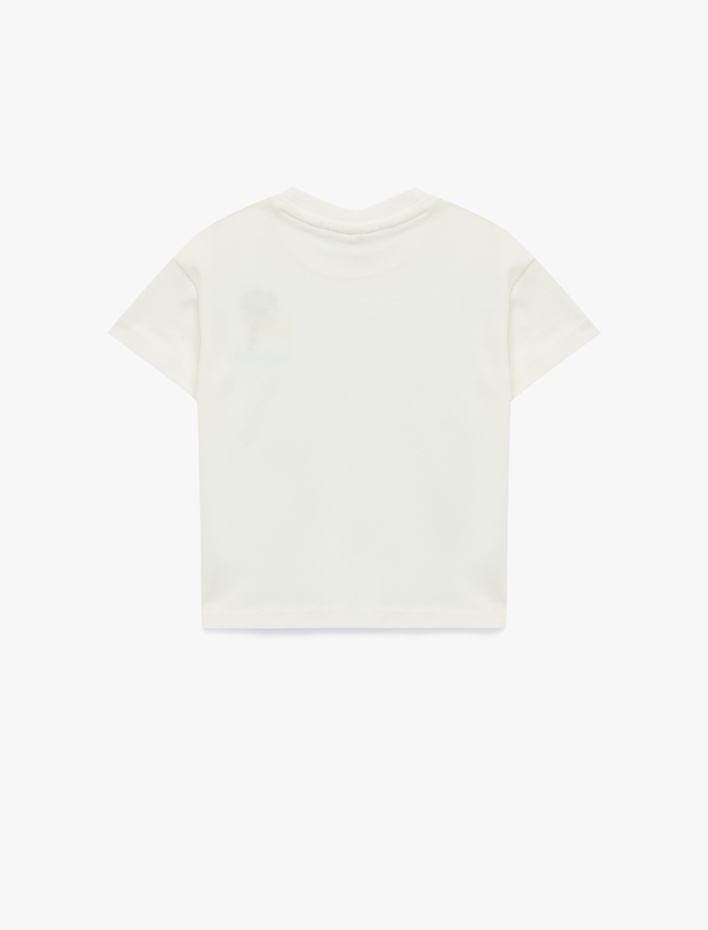 Erkek Bebek Palmiyeli Nakışlı Kısa Kollu Bisiklet Yaka Pamuklu Oversize Tişört