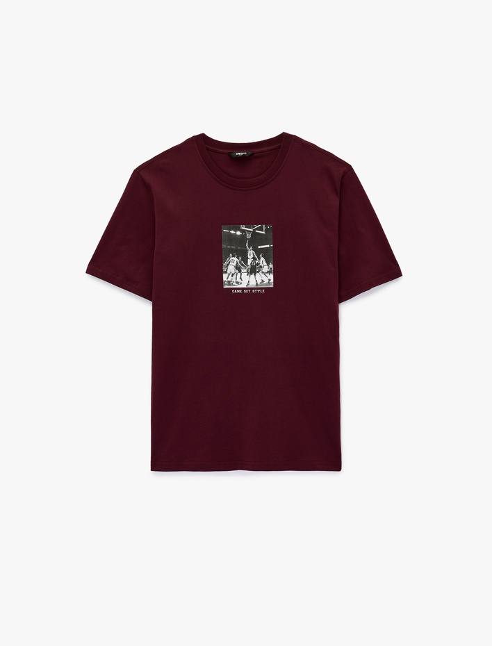  Regular Fit Kısa Kollu Bisiklet Yaka Pamuklu Baskılı Tişört