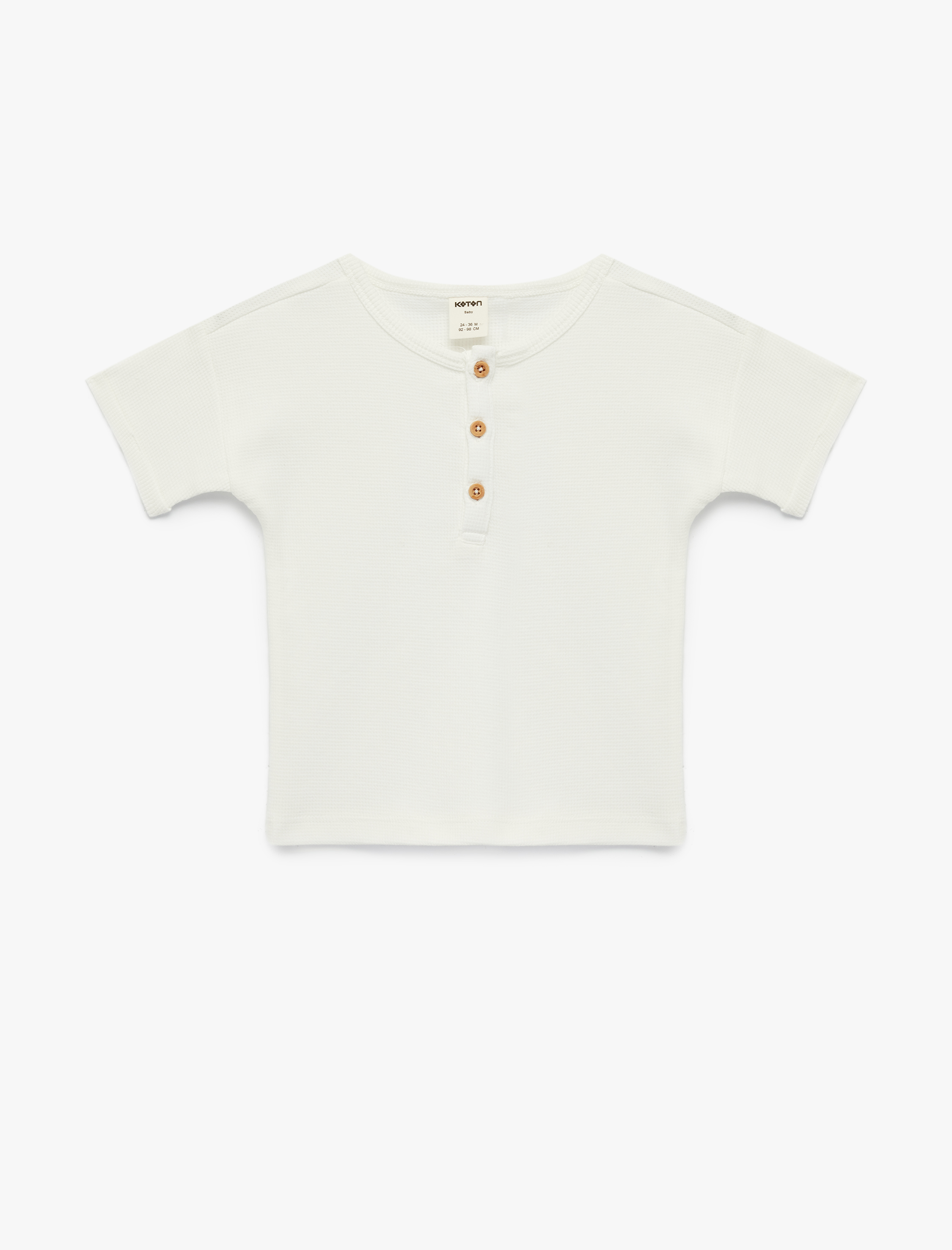  Erkek Bebek Bisiklet Yaka Kısa Kollu Düğmeli Pamuklu Tişört