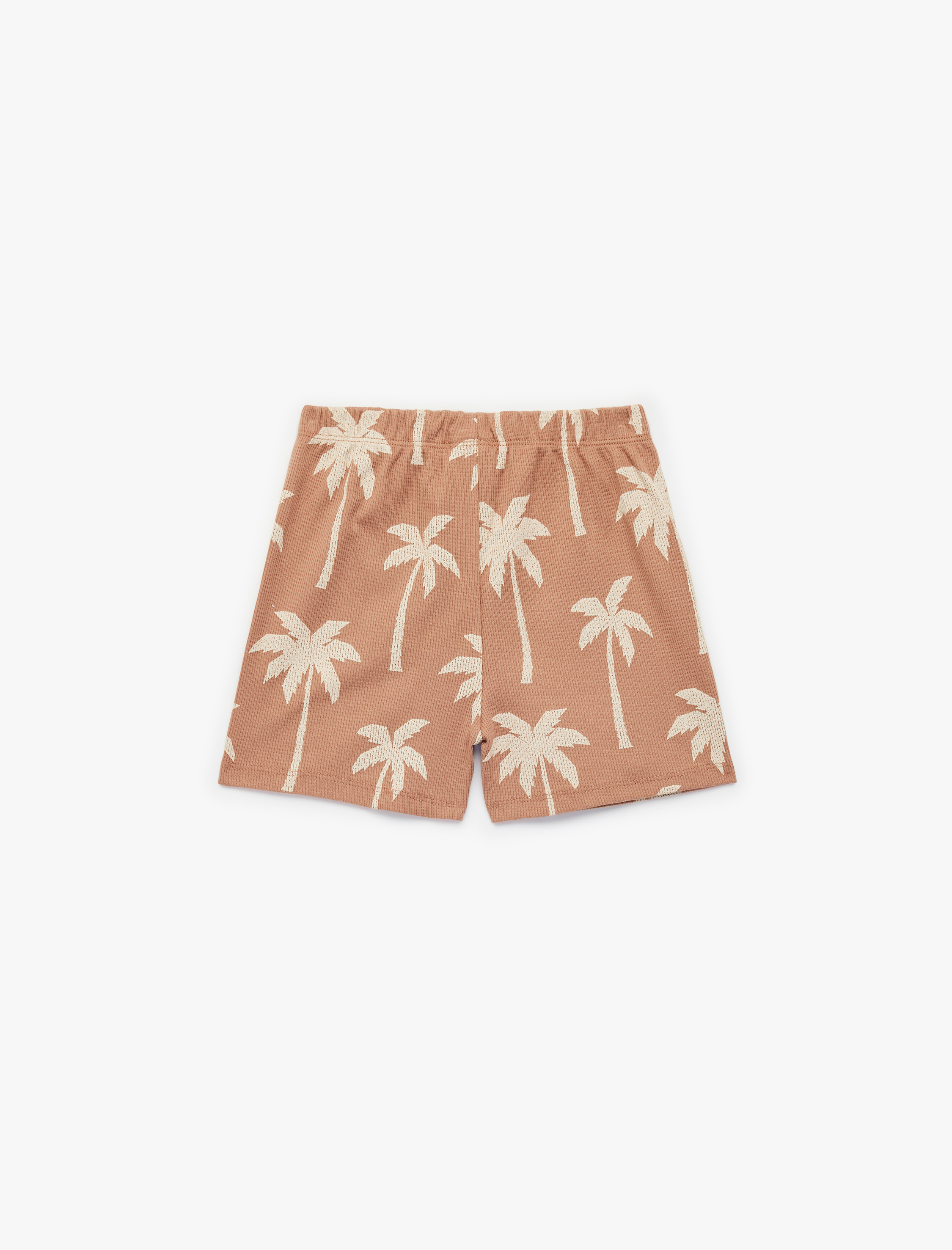  Erkek Bebek Palmiyeli Desenli Beli Lastikli Pamuklu Şort