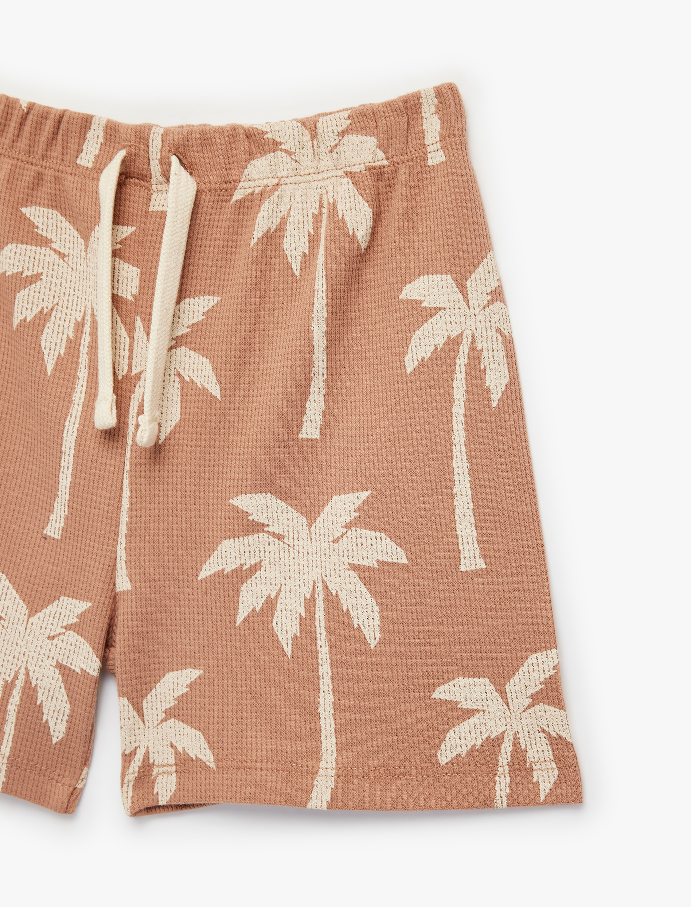  Erkek Bebek Palmiyeli Desenli Beli Lastikli Pamuklu Şort