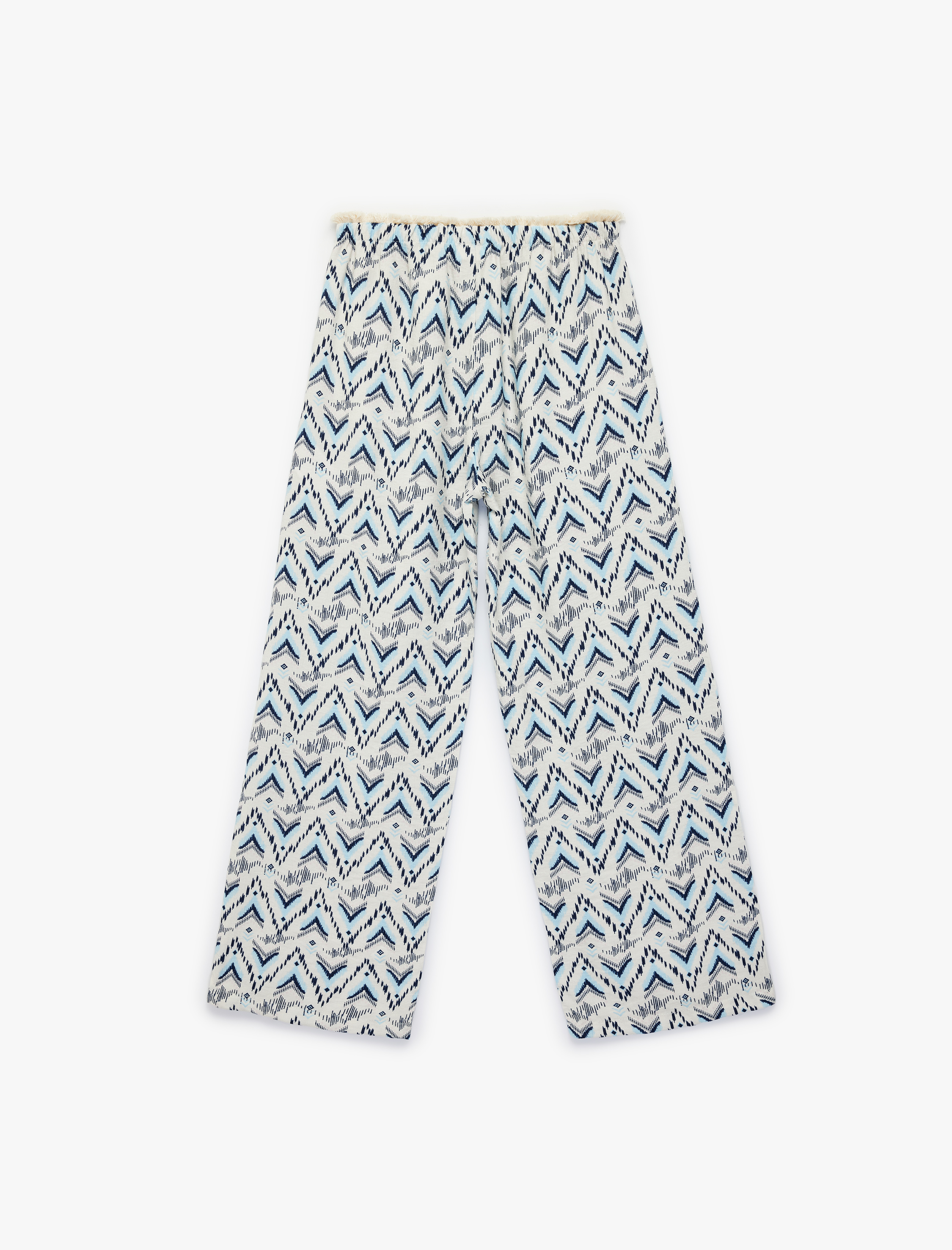  Kız Çocuk Viskon Karışımlı Desenli Geniş Paça Pantolon