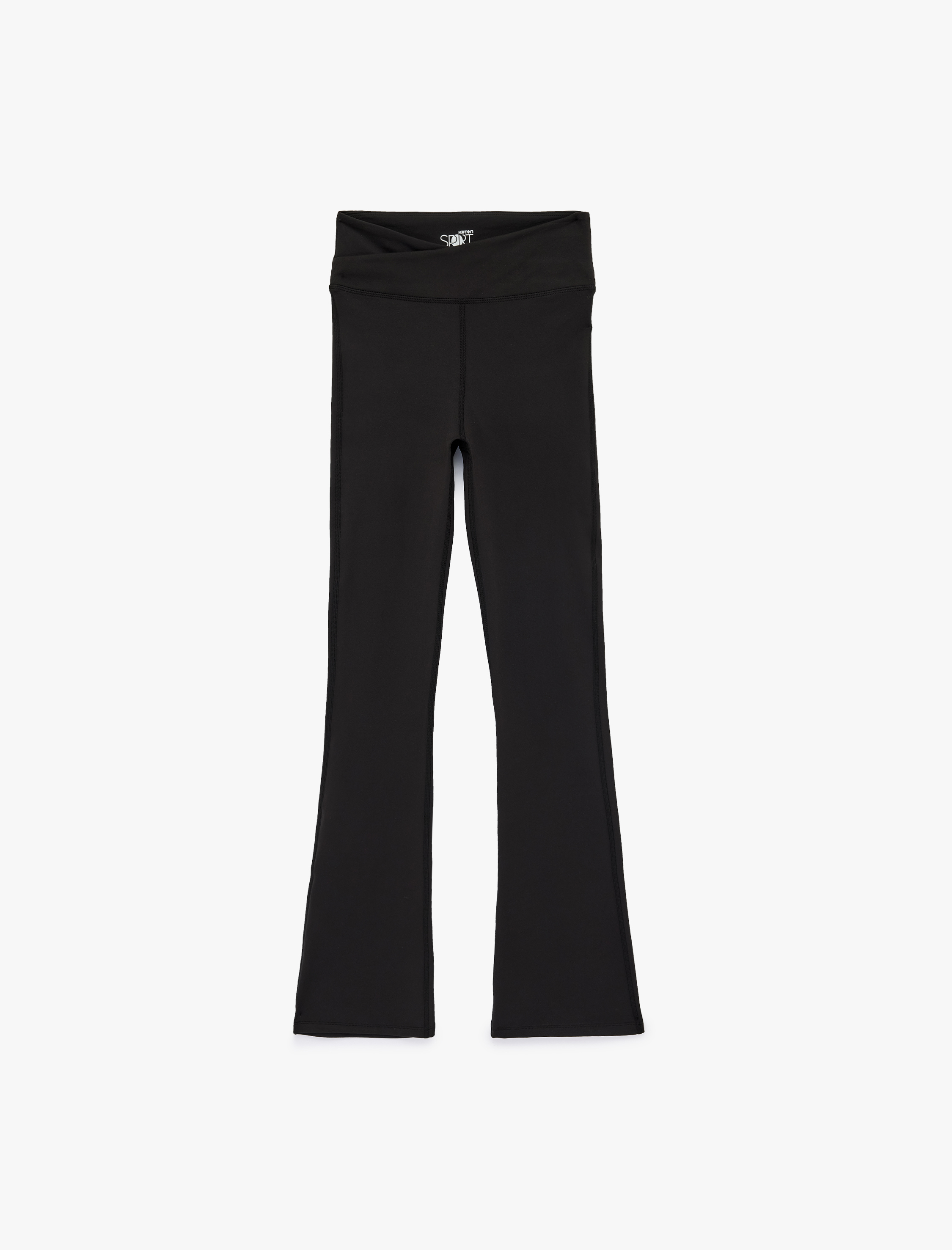   İspanyol Paça Kat Detaylı Slim Fit Spor Tayt