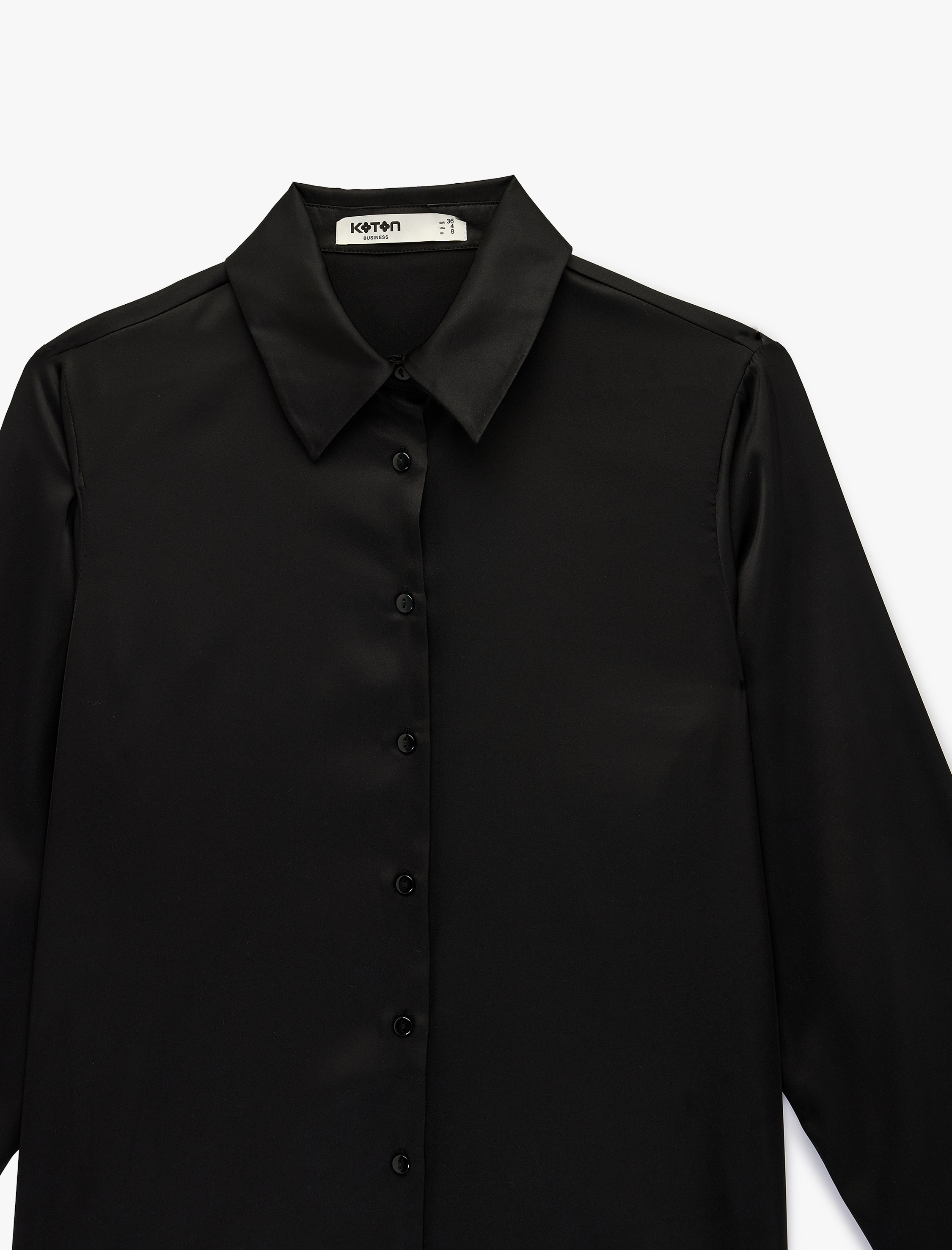   Regular Fit Uzun Kollu Klasik Yaka Düğmeli Saten Gömlek