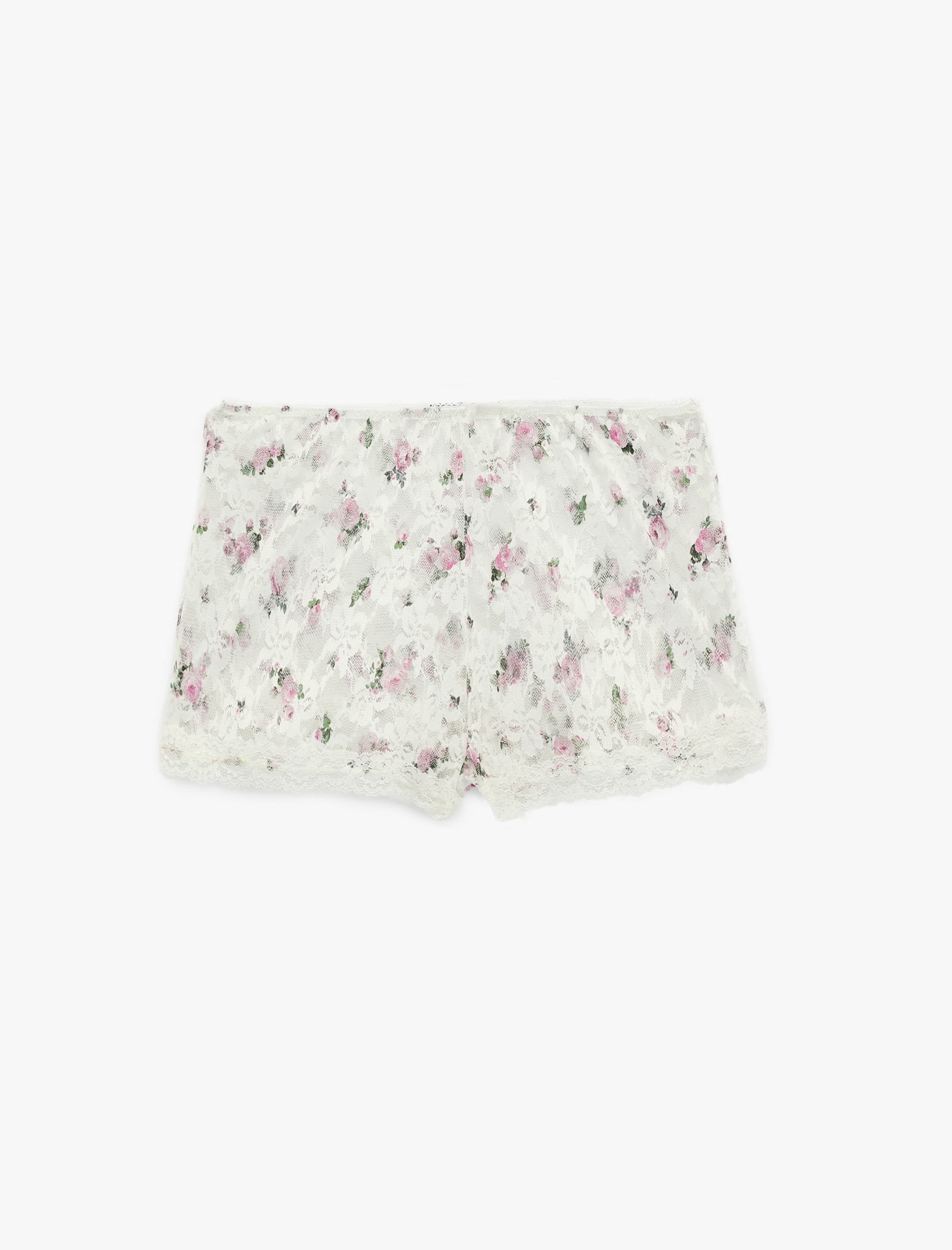   Dantelli Çiçek Desenli Şort Pijama Altı