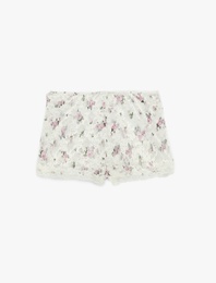 Dantelli Çiçek Desenli Şort Pijama Altı