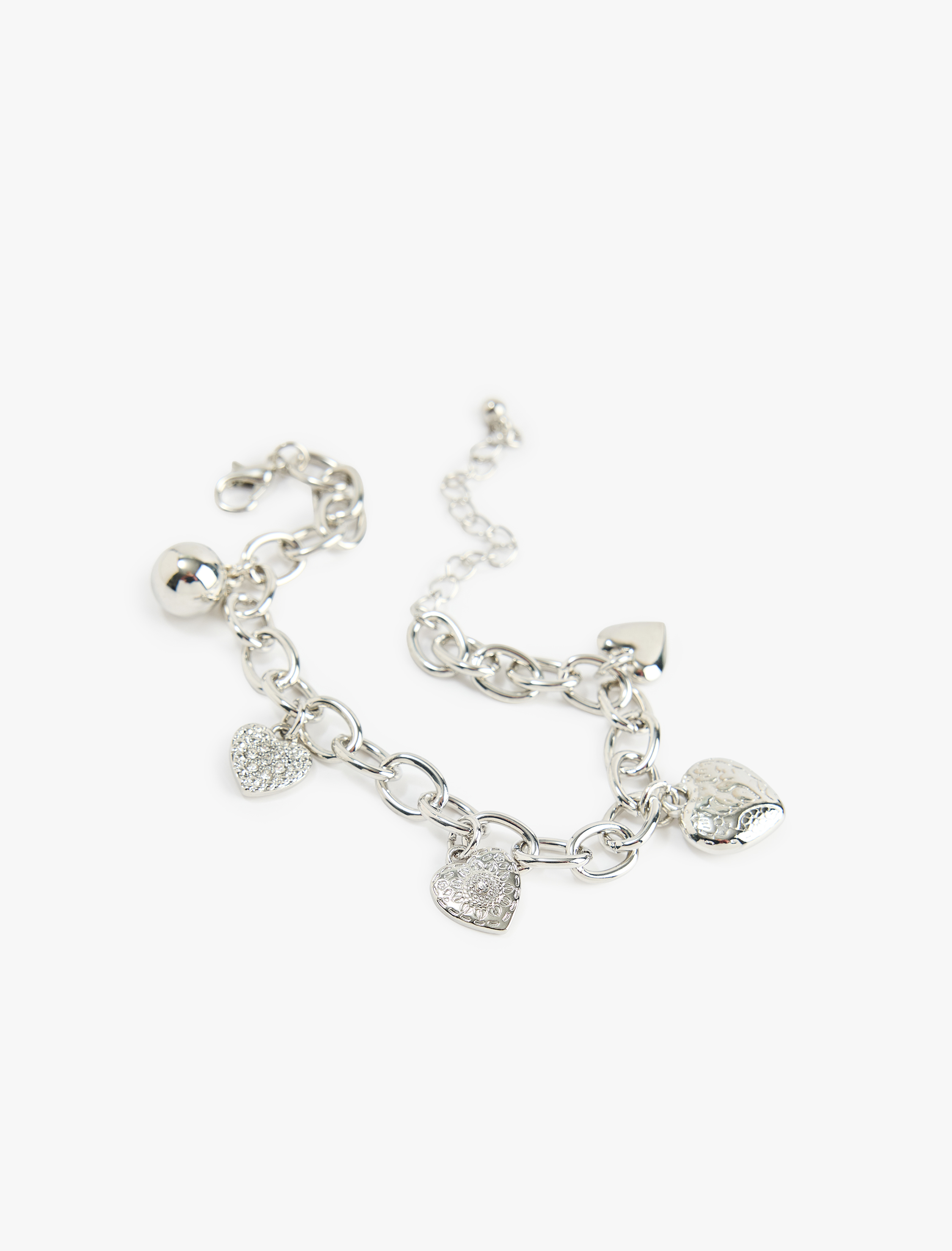  Kadın Kalp Detaylı Sallantılı Zincir Bileklik