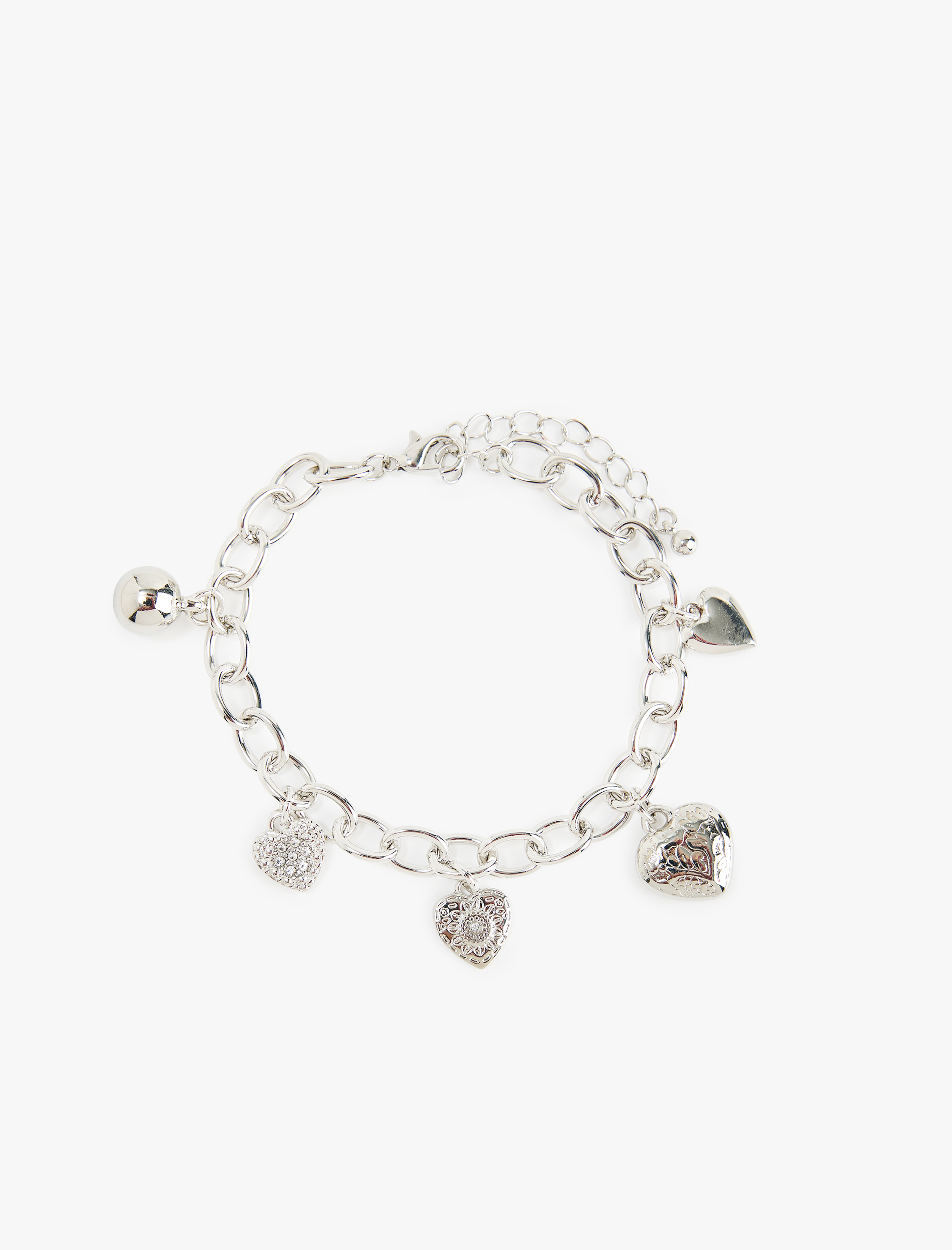  Kadın Kalp Detaylı Sallantılı Zincir Bileklik