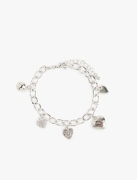 Kalp Detaylı Sallantılı Zincir Bileklik