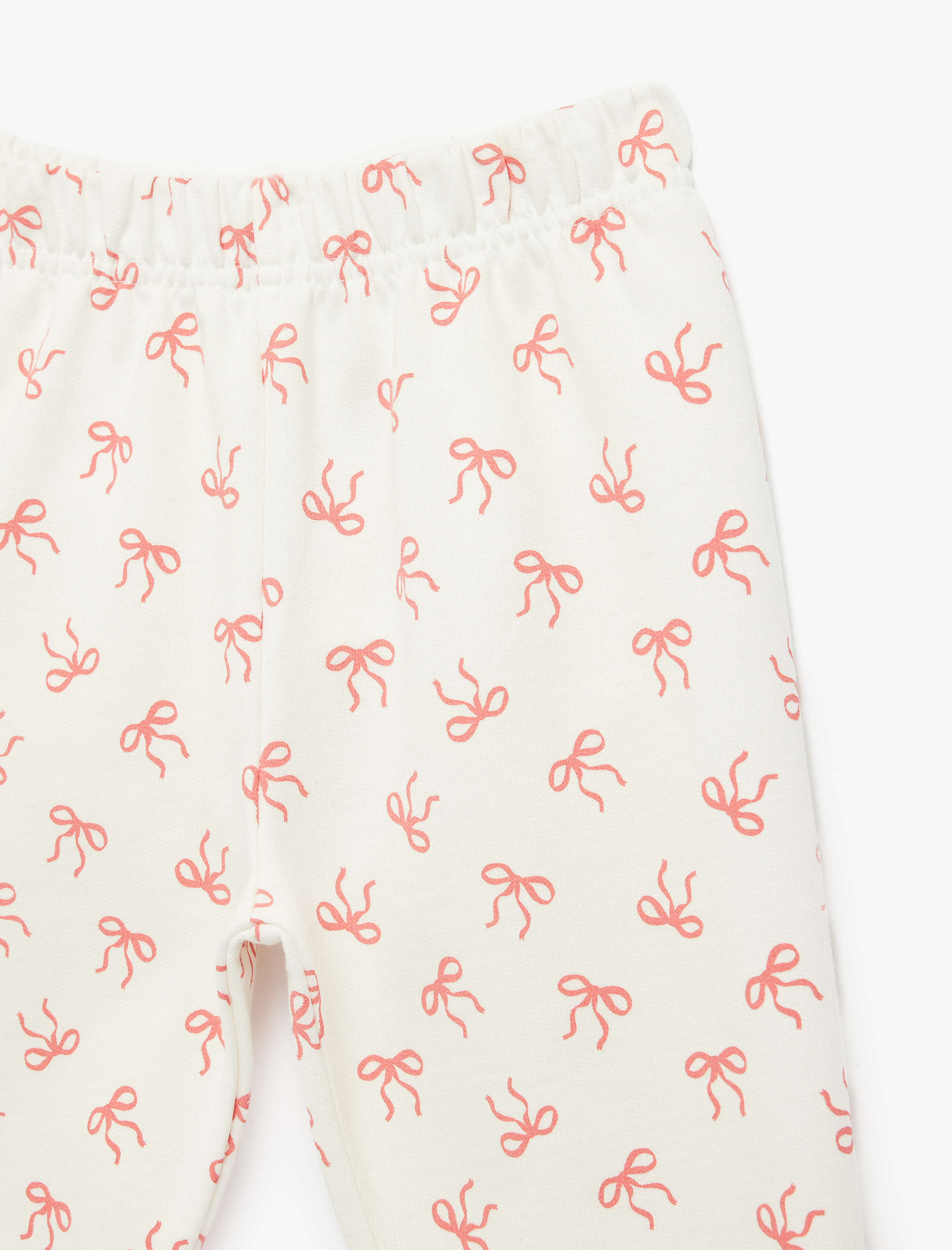  Kız Bebek Beli Lastikli Pamuklu Fiyonk Desenli Jogger Eşofman Altı