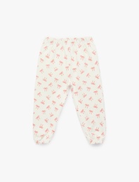 Beli Lastikli Pamuklu Fiyonk Desenli Jogger Eşofman Altı