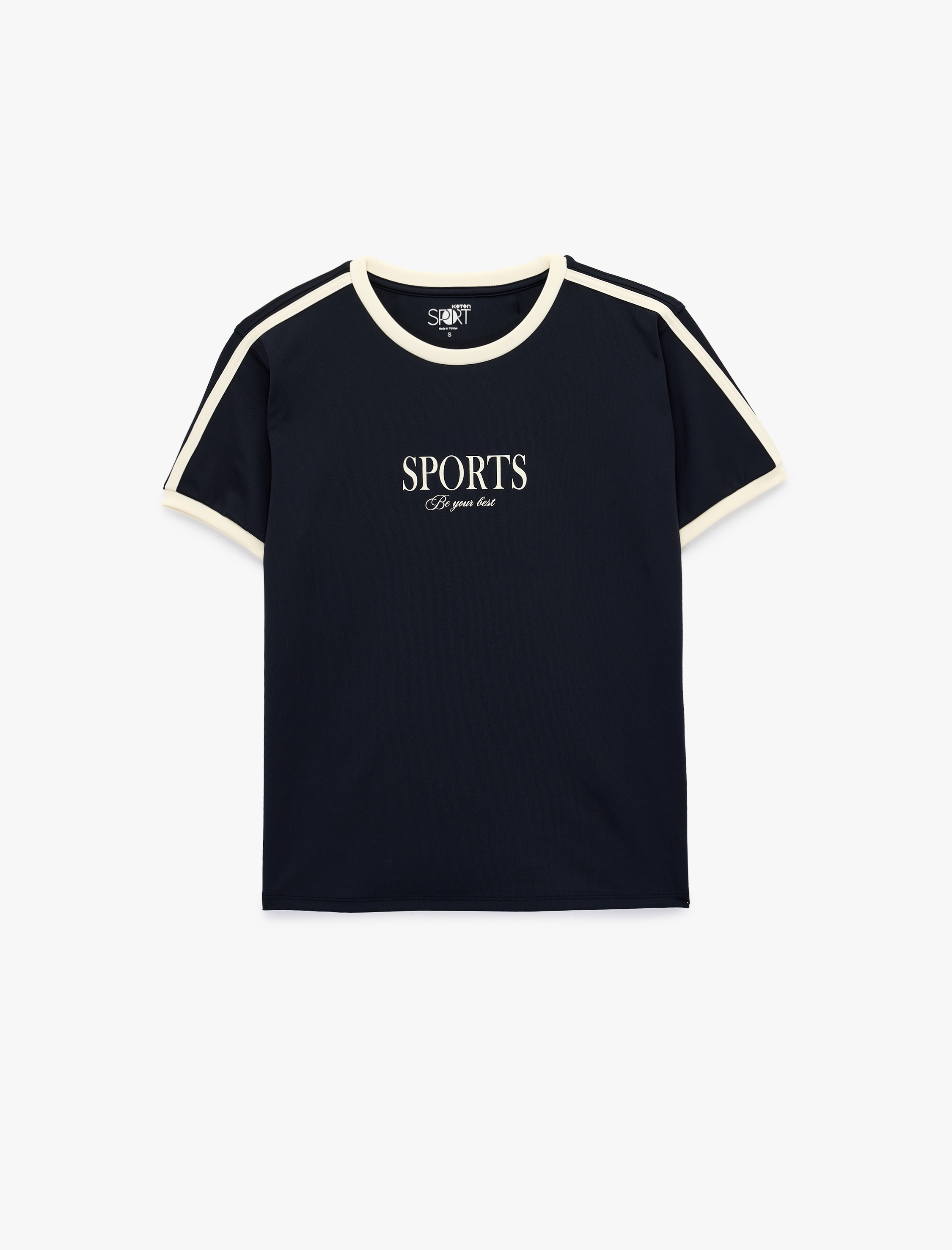   Biyeli Baskılı Rahat Kalıp Kısa Kollu Bisiklet Yaka Spor Tişört