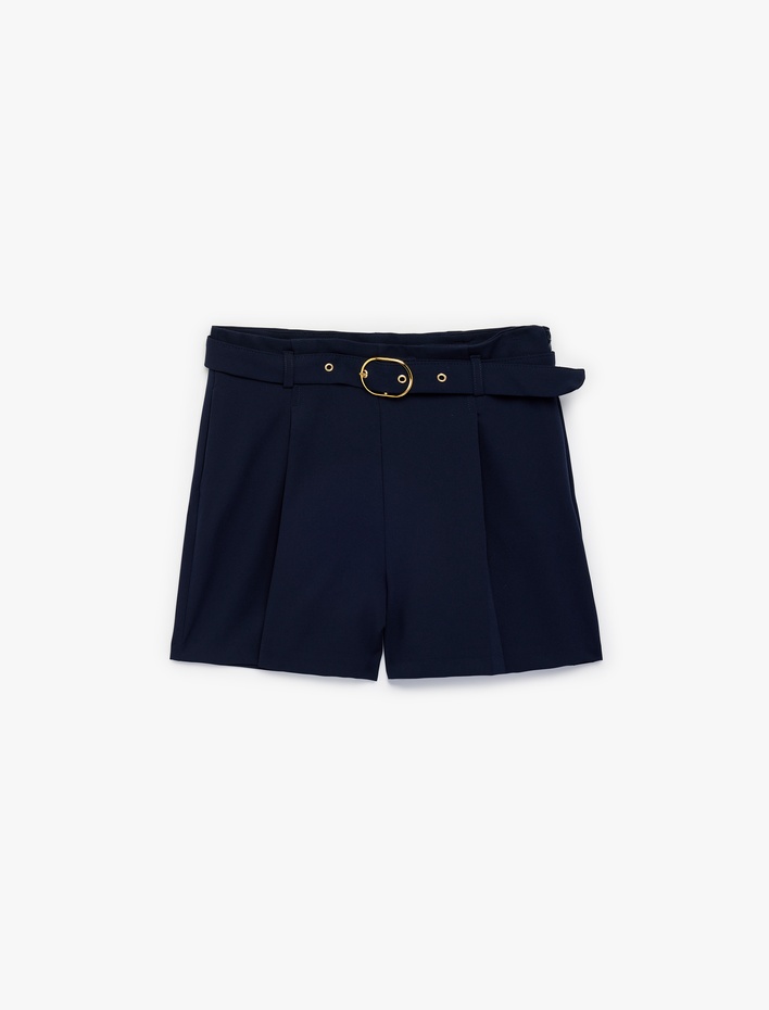 Kız Çocuk Beli Ayarlanabilir Lastikli A Kesim Kemerli Şort