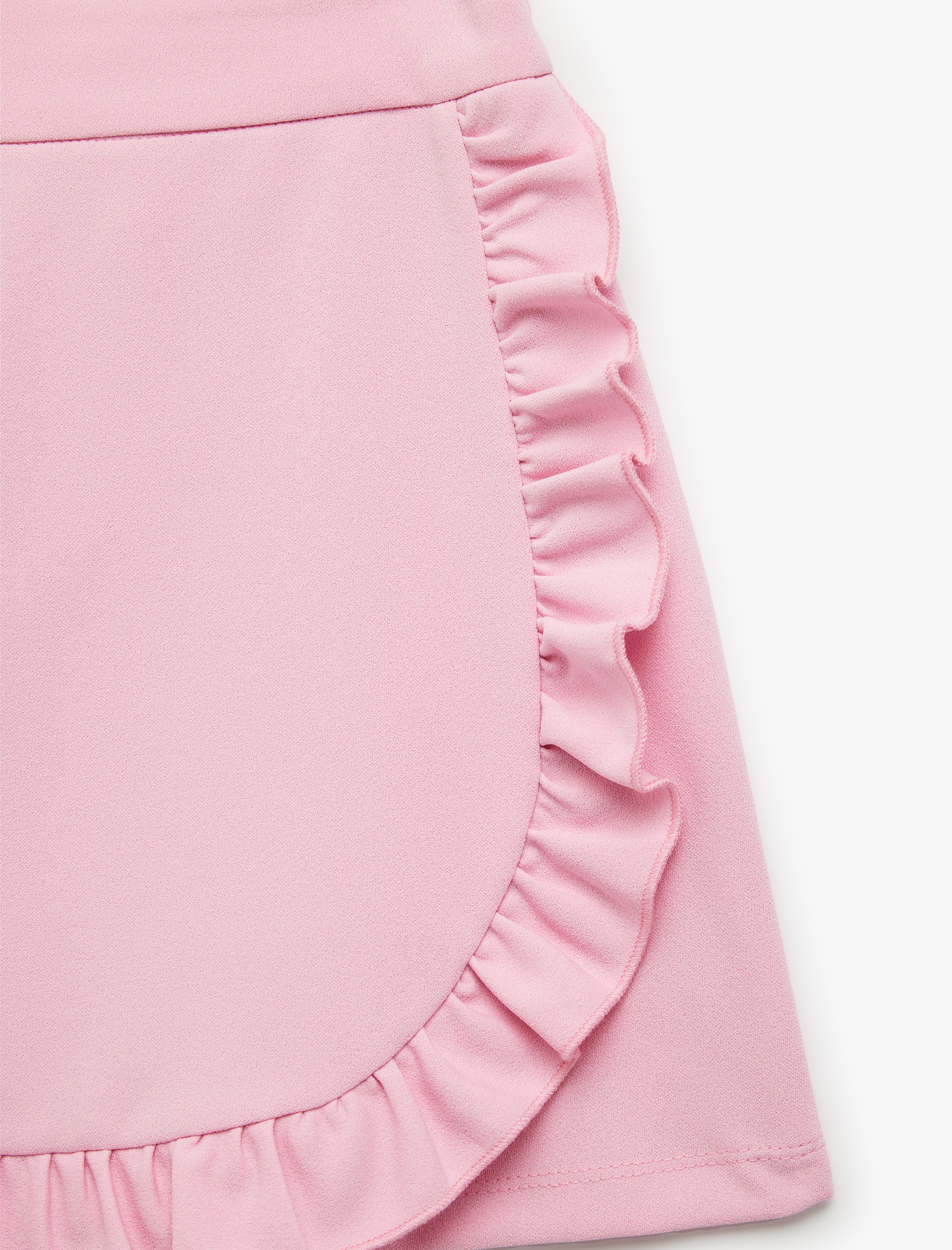  Kız Çocuk Fırfır Detaylı Kruvaze Mini Etek