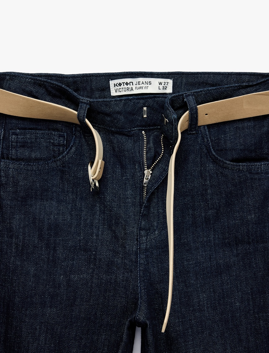 Lacivert Kadın Dar Kesim İspanyol Paça Jean Pantolon - Flare Jeans