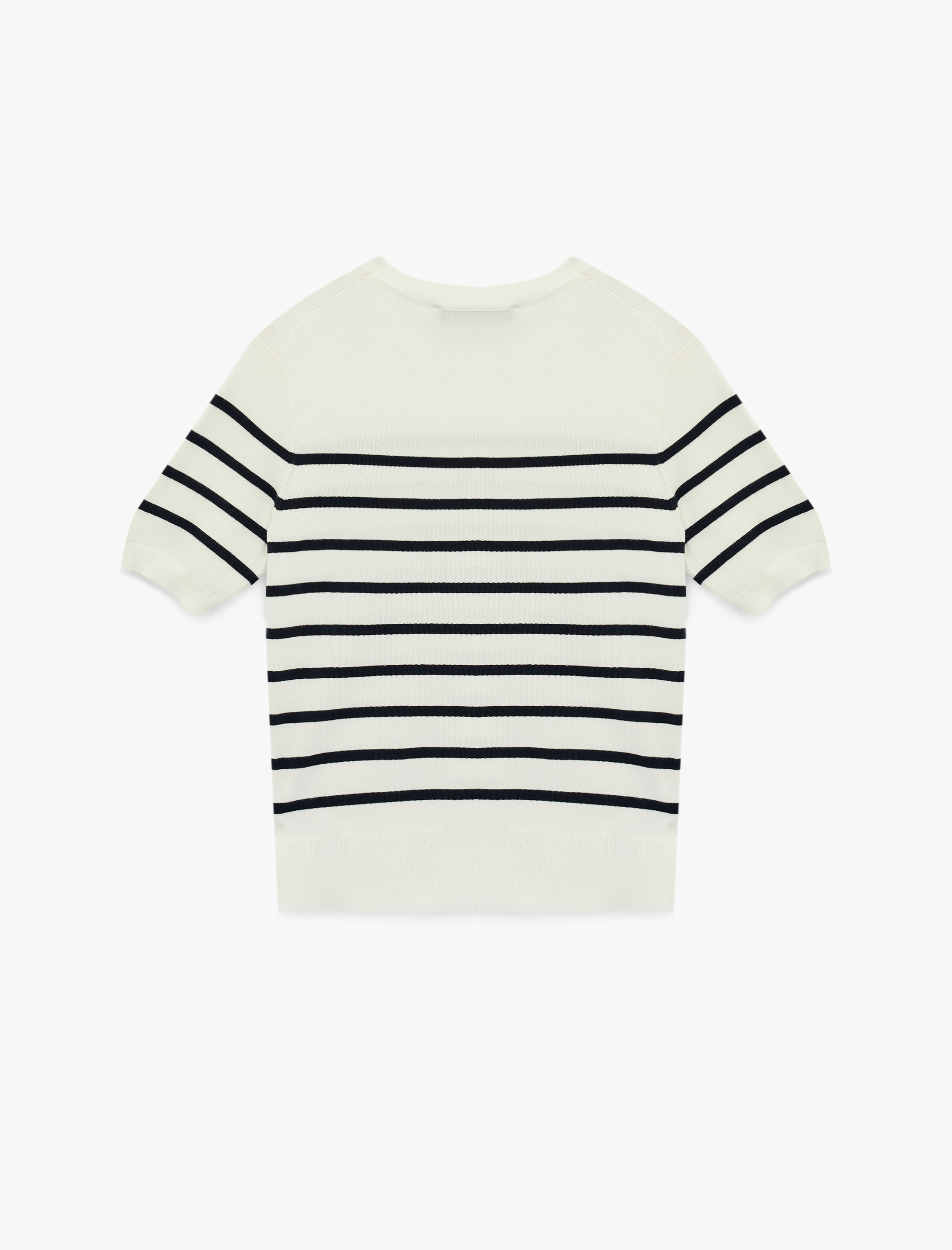   Regular Fit Kısa Kollu Bisiklet Yaka Çizgili Triko Kazak